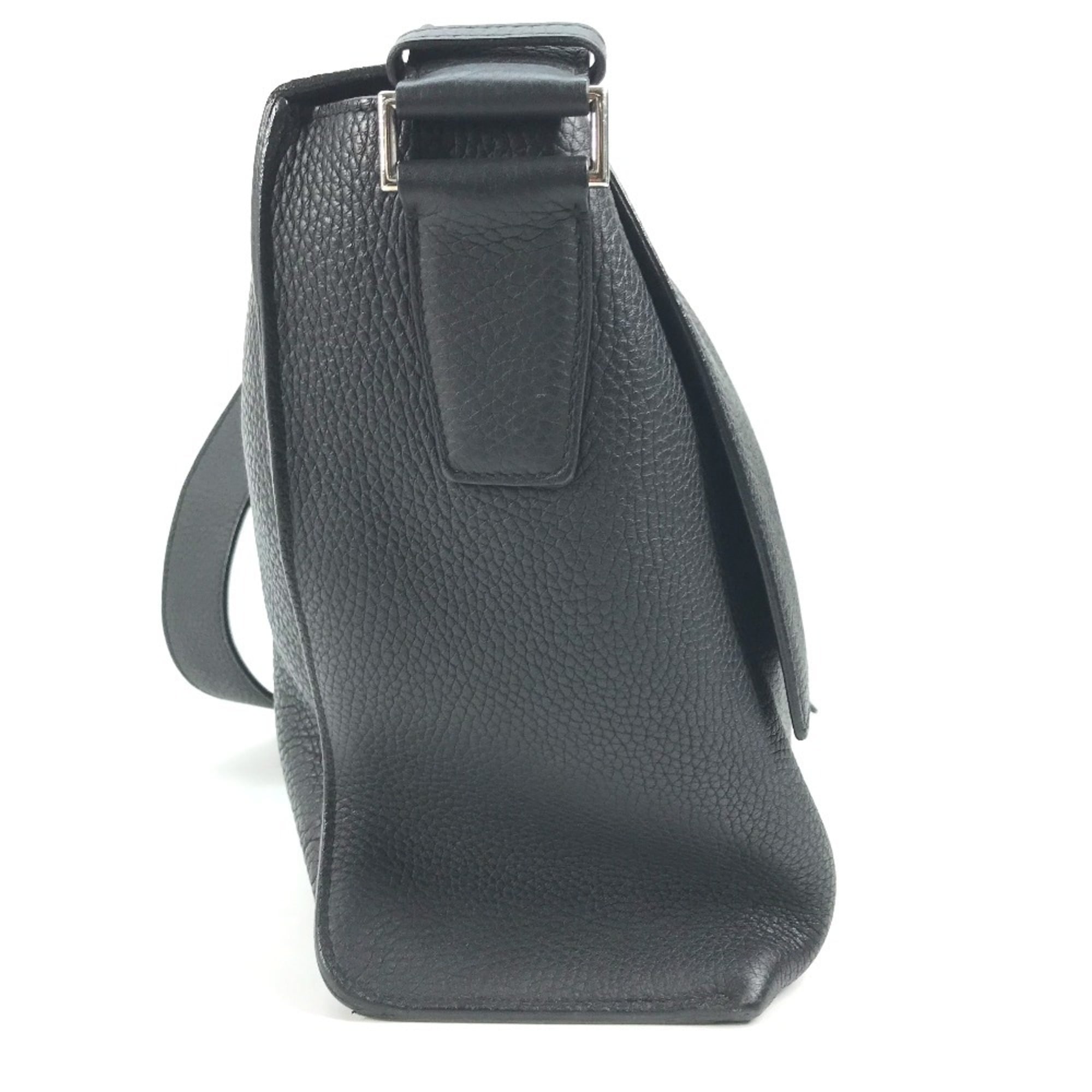 Hermes Black Taurillon Clemence Leather Messenger Bag Shoulder Bag (Pre-Owned)