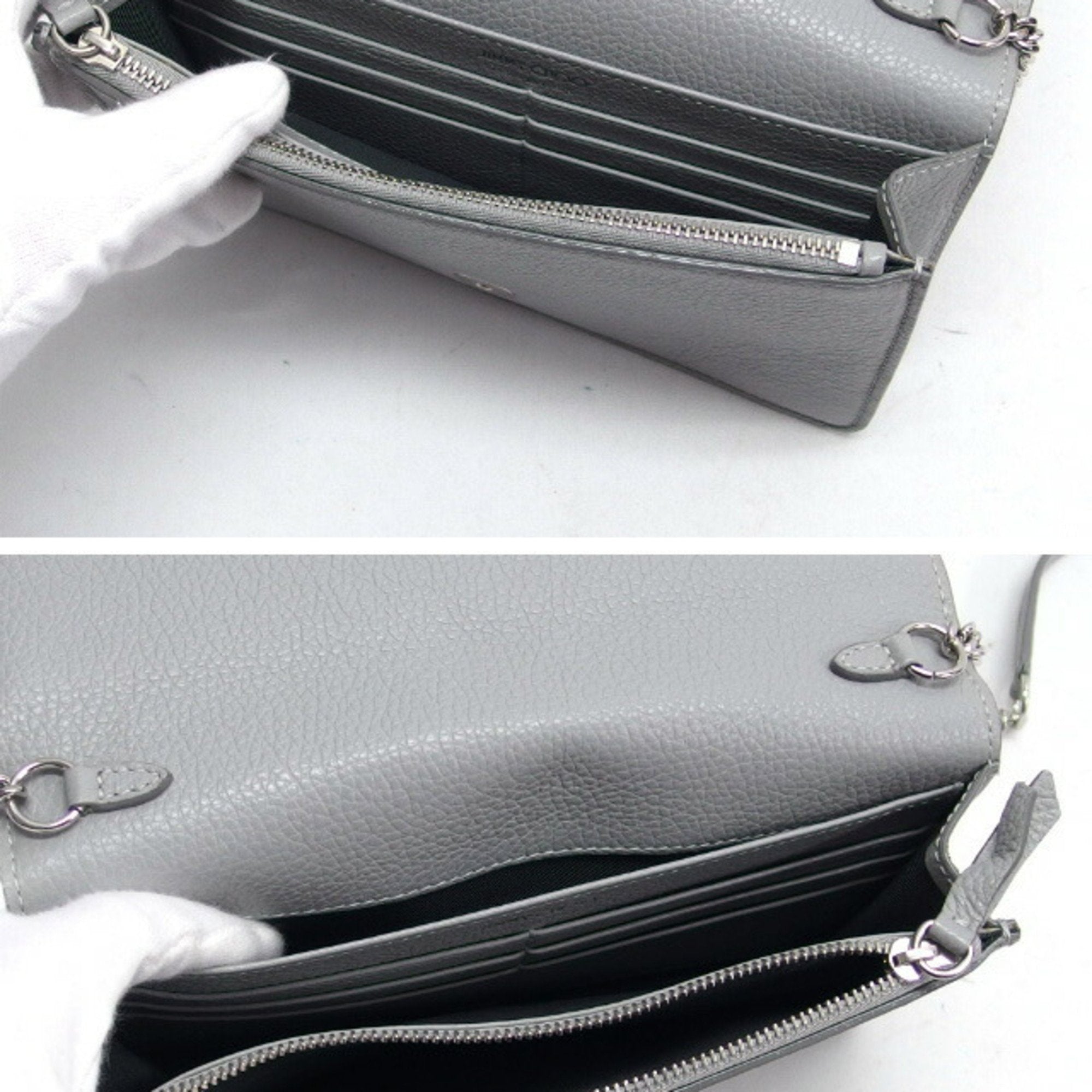 Jimmy Choo Light Gray Leather Chain/Shoulder Wallet (Pre-Owned)