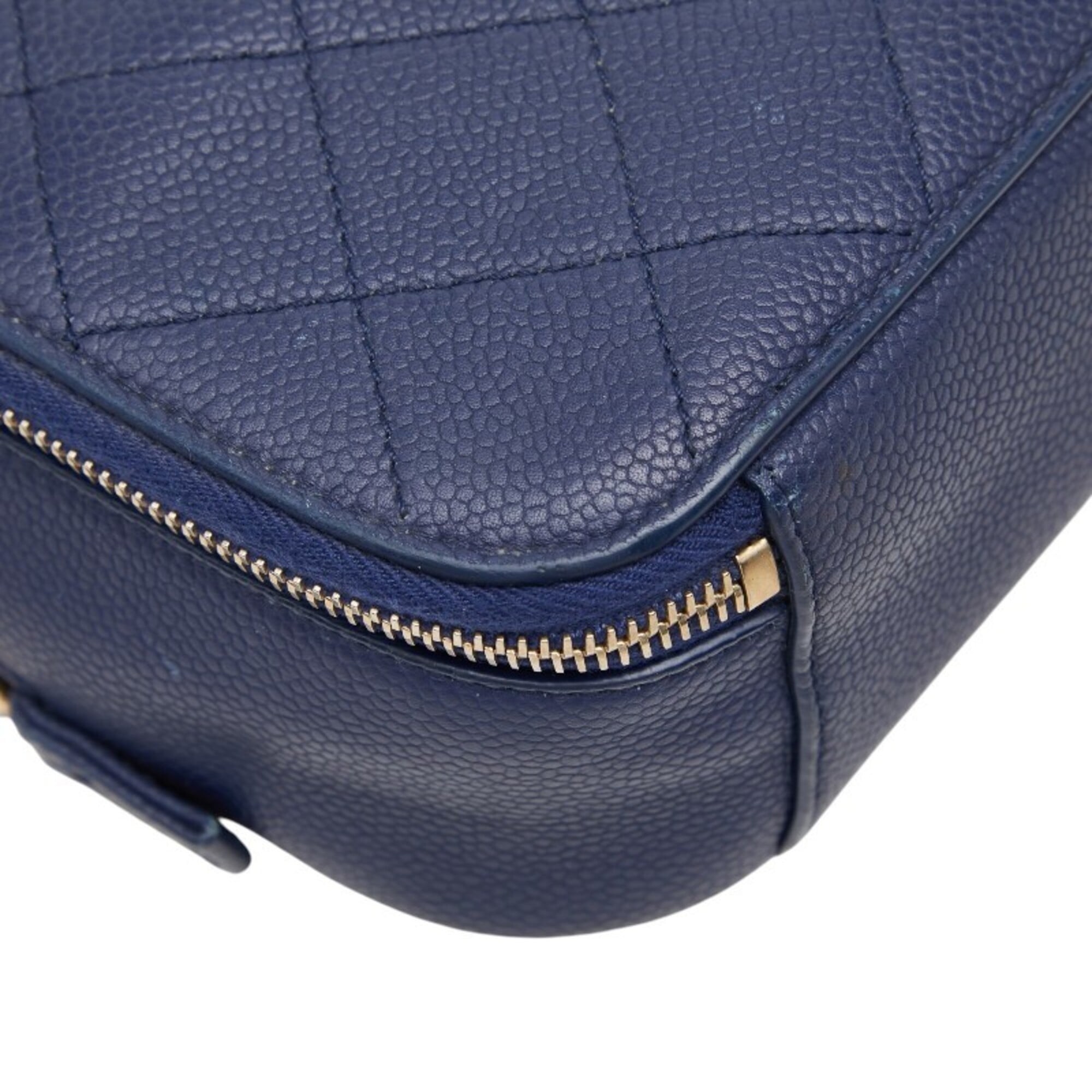 Chanel Navy Grained Calfskin Shoulder Bag Vanity Bag (Pre-Owned)