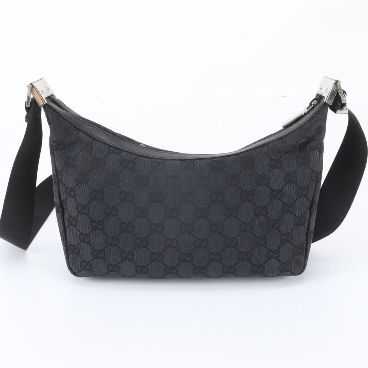 Gucci Black Leather Canvas Crossbody Bag Shoulder Bag (Pre-Owned)