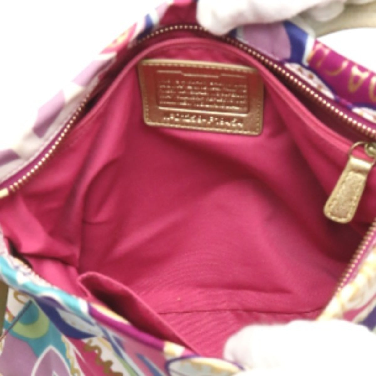 Coach Signature Multi-Color Canvas Leather Shoulder Bag (Pre-Owned)
