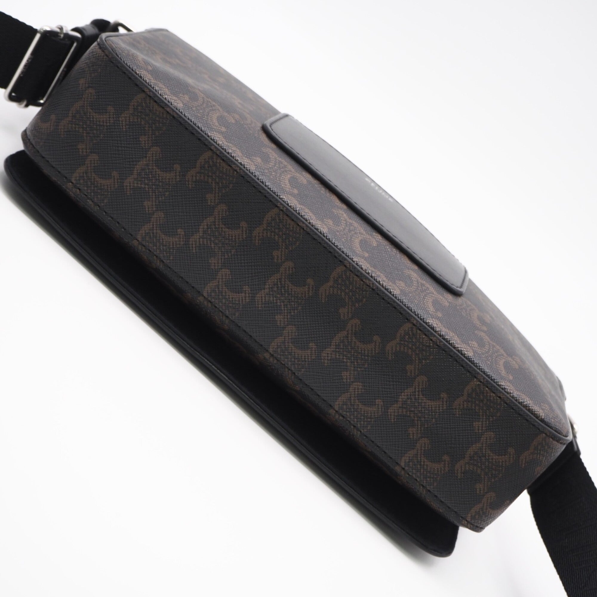 Celine Black Brown Leather Canvas Shoulder Bag (Pre-Owned)