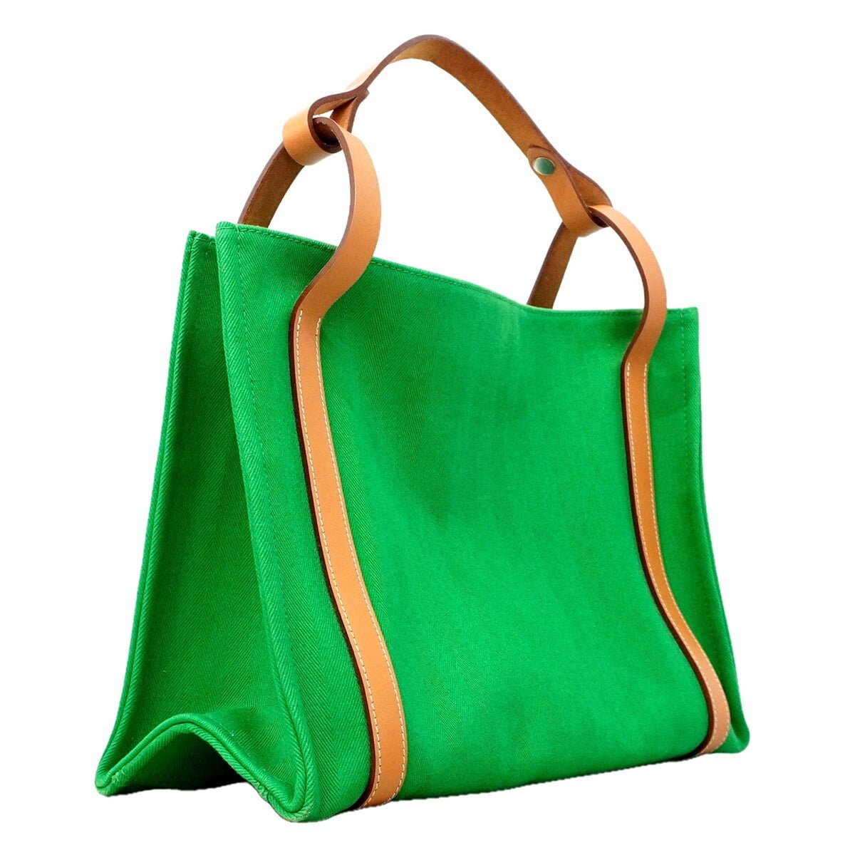 Hermes Green Toile Chevron Shoulder Bag (Pre-Owned)