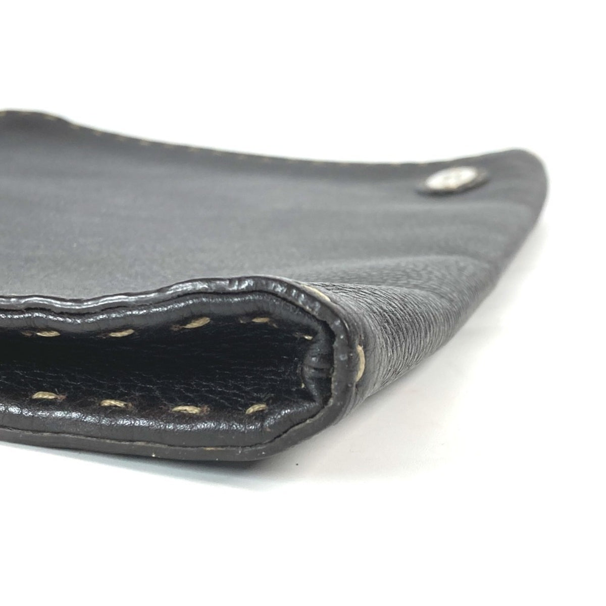 Fendi Dark Brown Leather Clutch Bag Pouch (Pre-Owned)