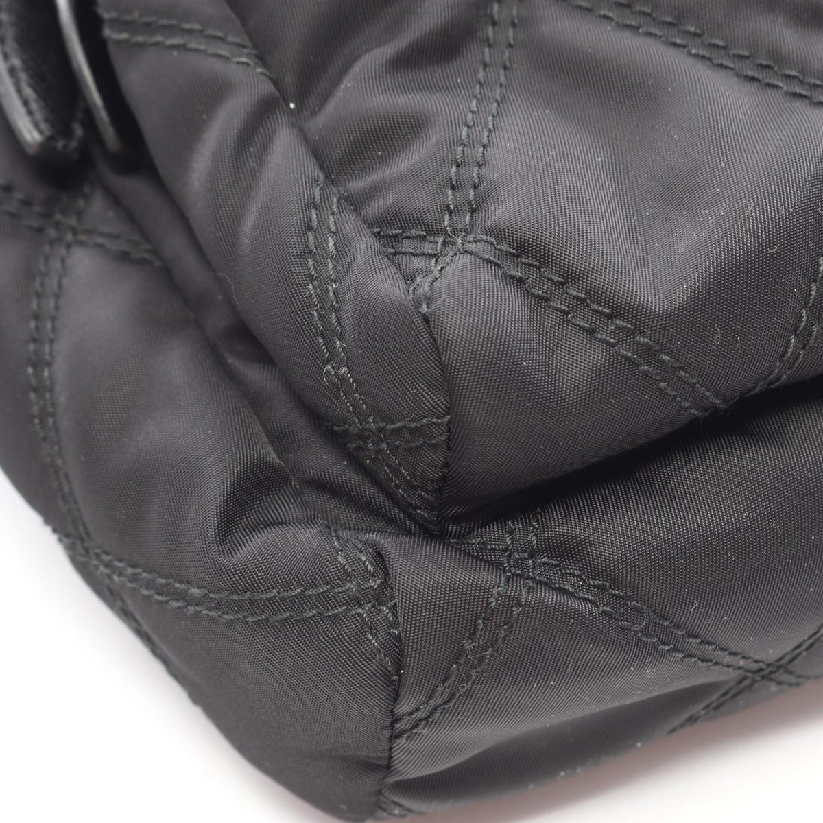 Prada Black Nylon Leather Backpack Handbag (Pre-Owned)