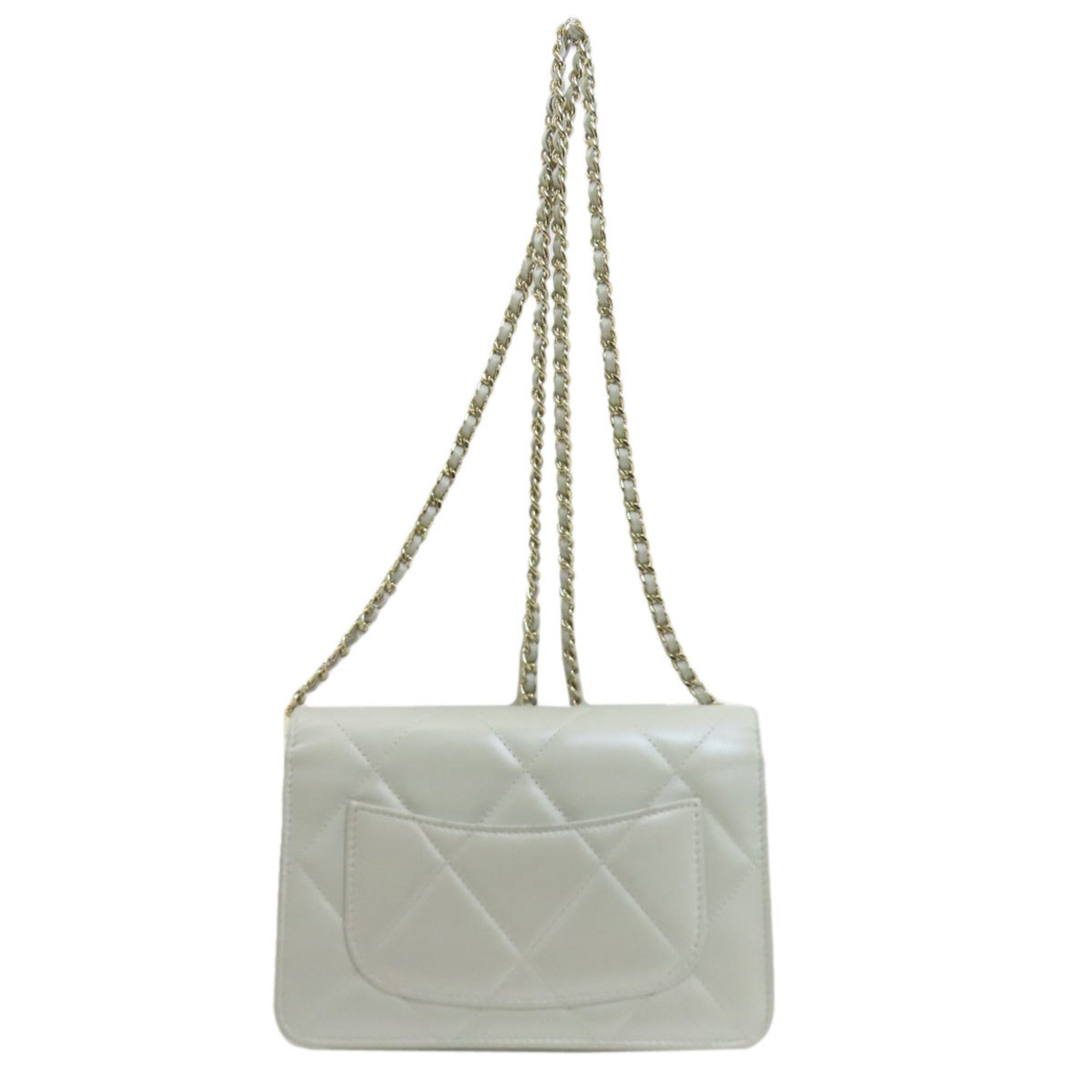 Chanel Light Gray Leather Shoulder Bag (Pre-Owned)