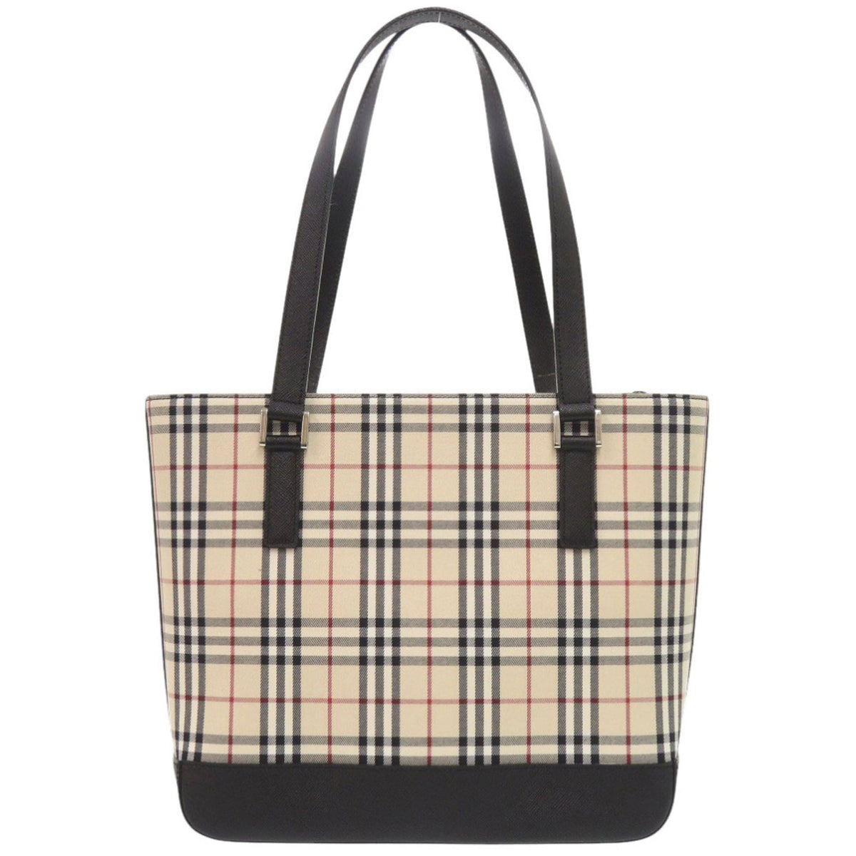 Burberry Beige Black Canvas Handbag (Pre-Owned)