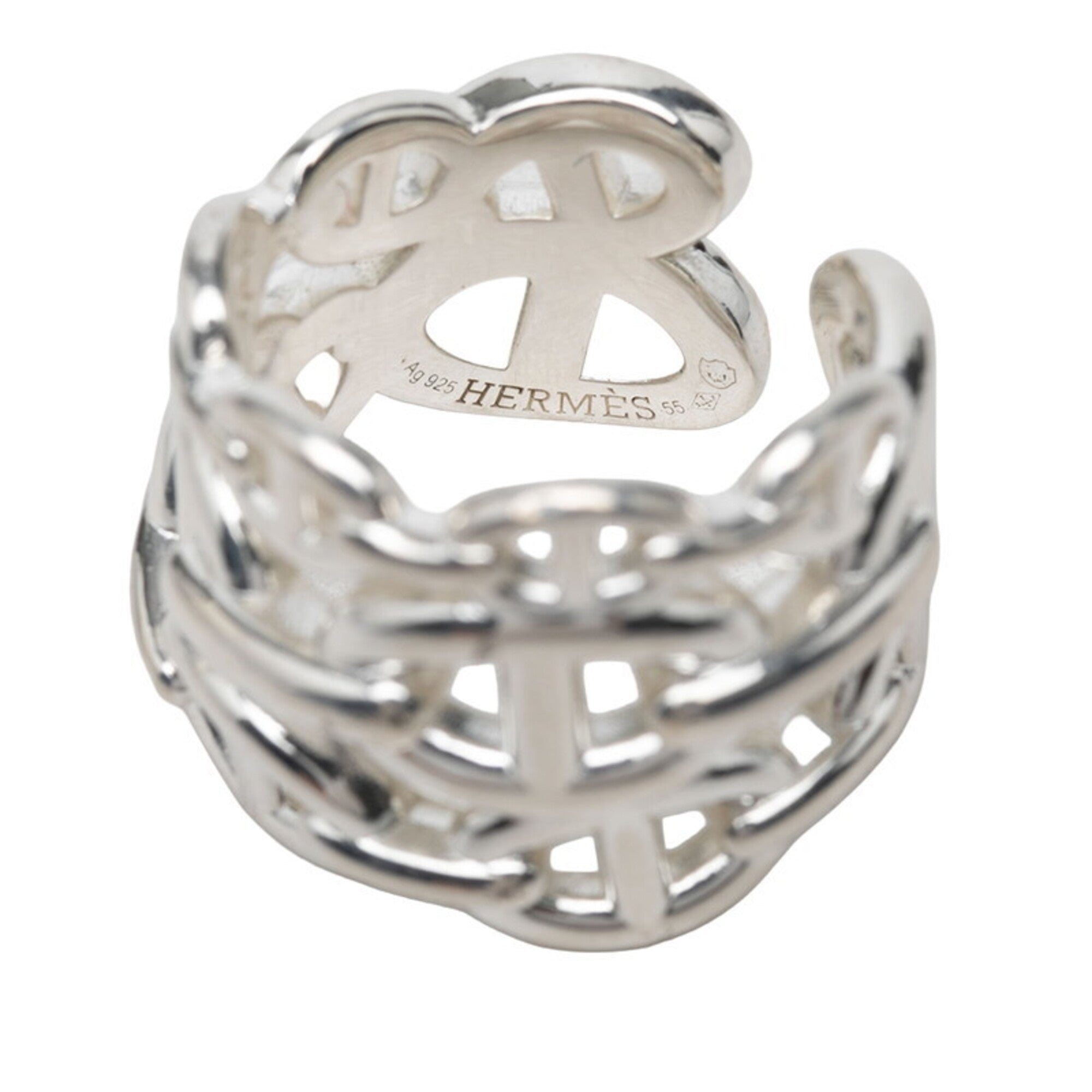 Hermes Silver 925 Band Ring (Pre-Owned)