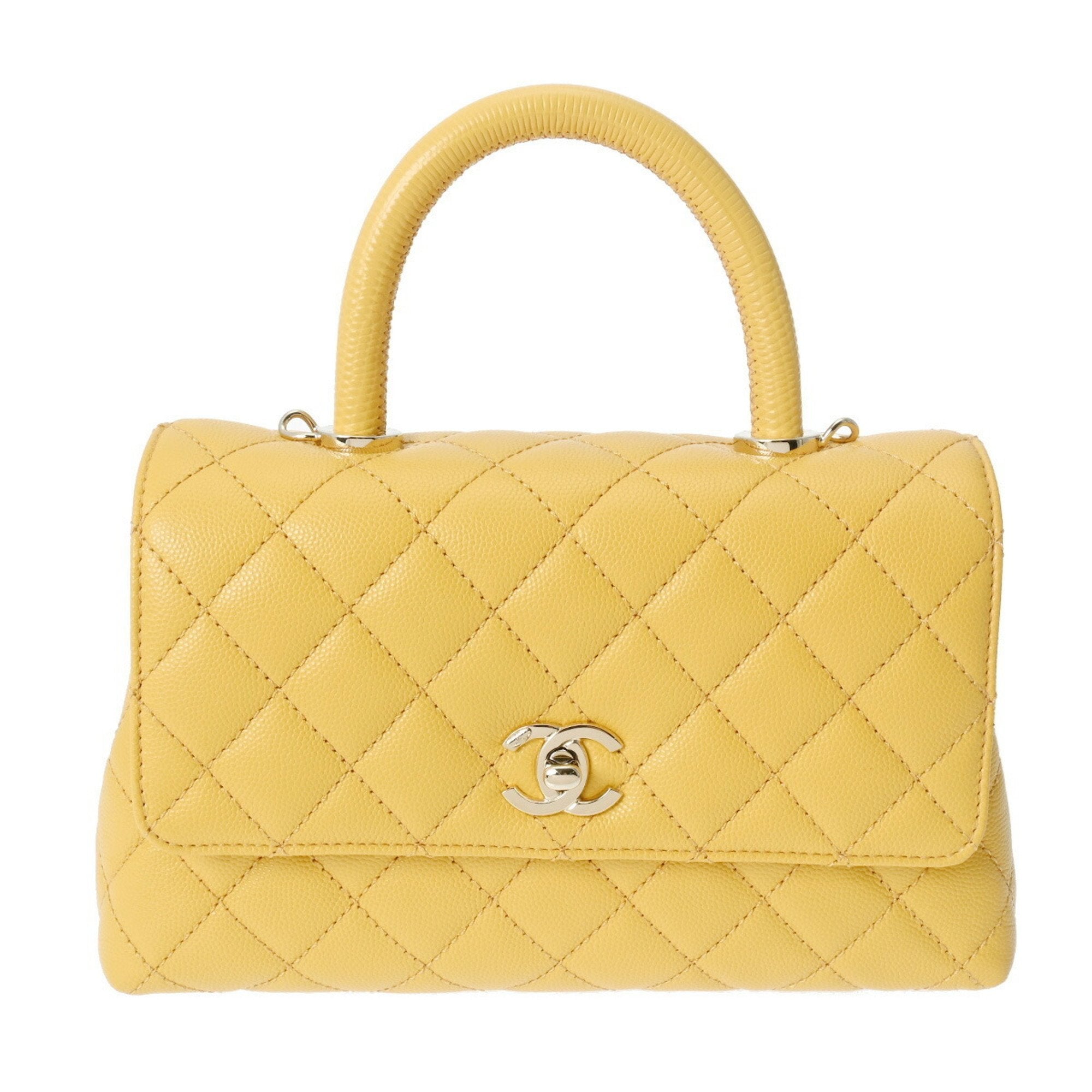 Chanel Yellow Caviar Leather Handbag (Pre-Owned)