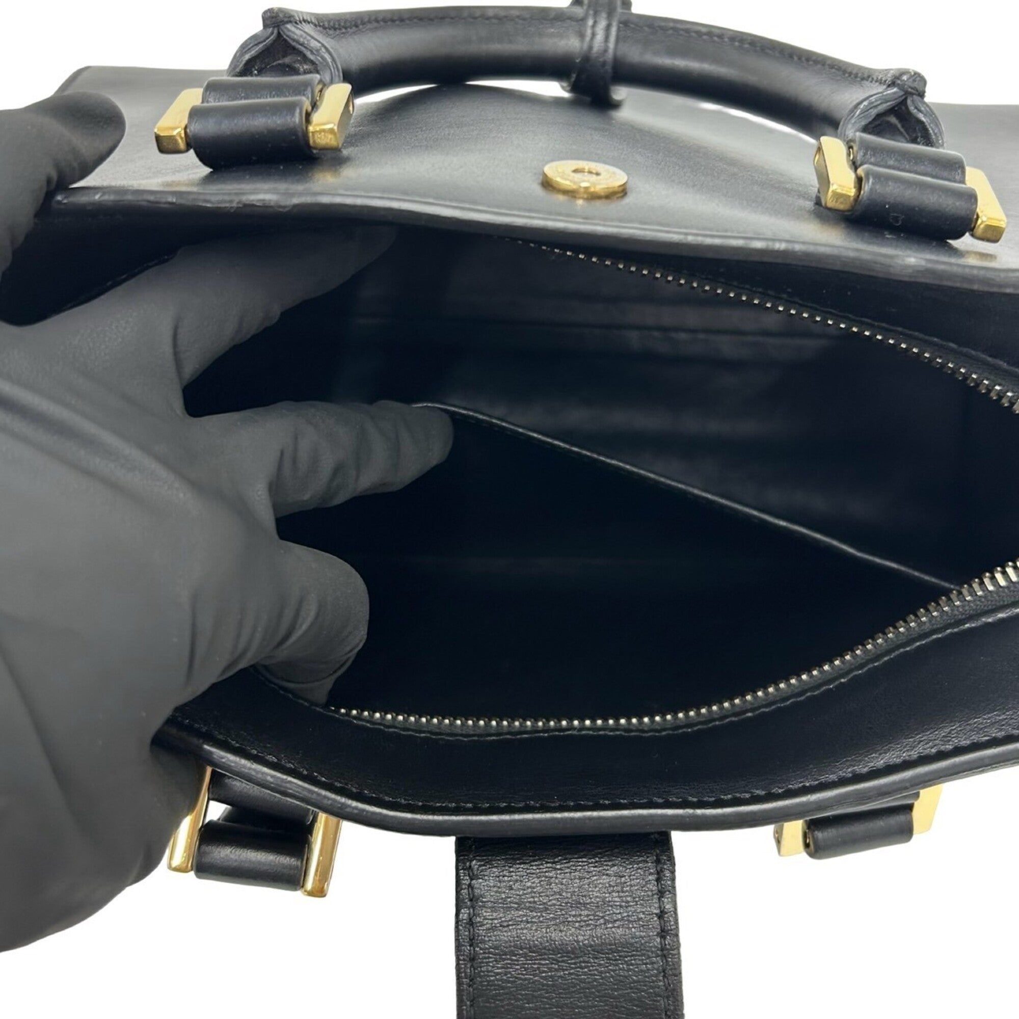 Yves Saint Laurent Black Leather Handbag Shoulder Bag (Pre-Owned)