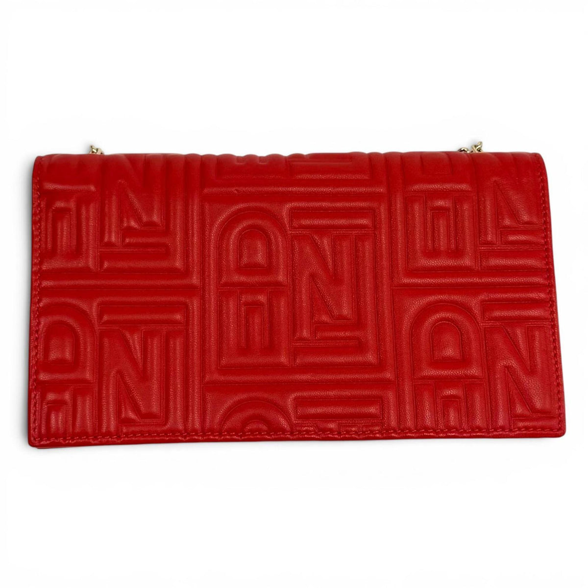 Fendi Red Color Leather Chain/Shoulder Wallet (Pre-Owned)
