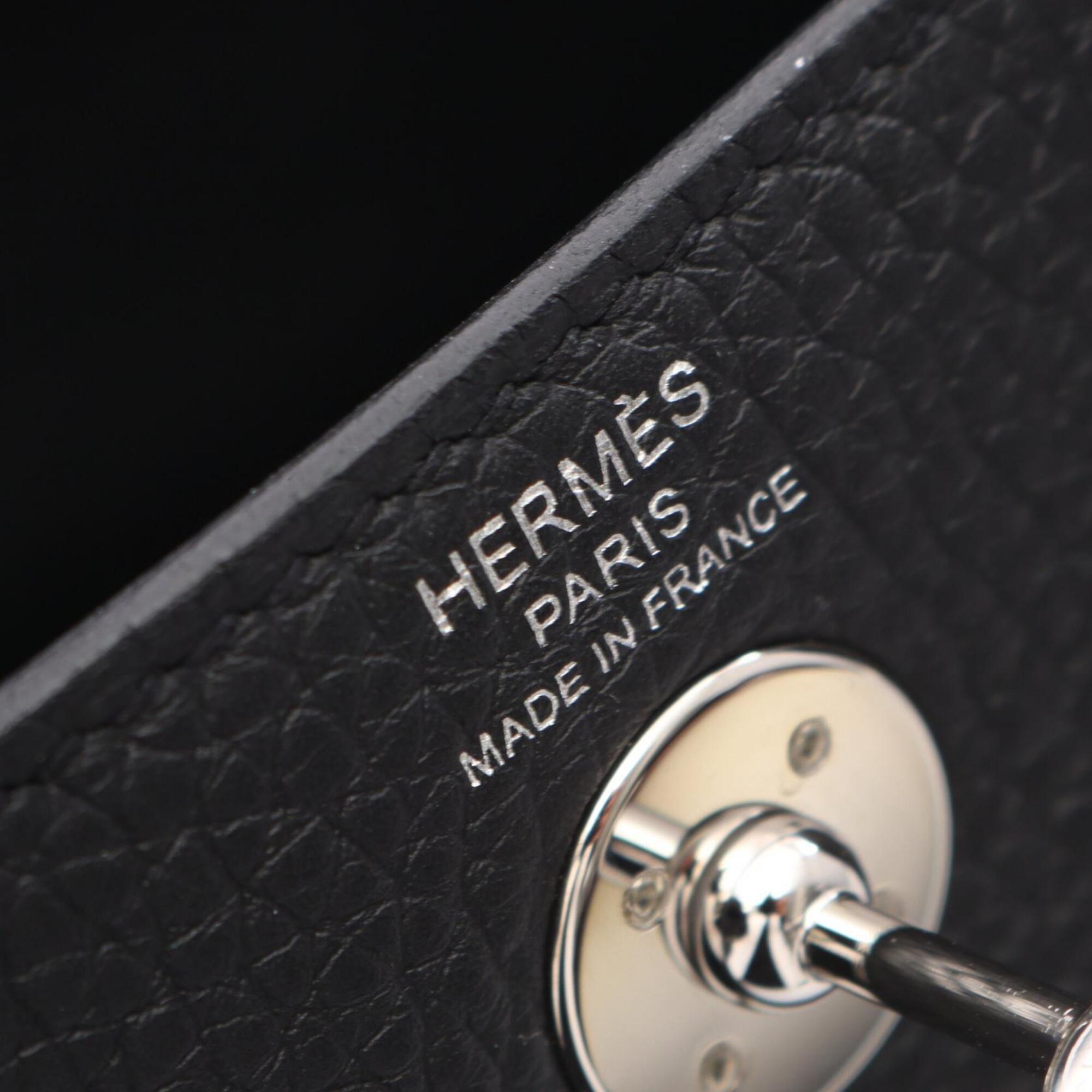 Hermes Lindy Black Taurillon Clemence Leather Handbag Shoulder Bag (Pre-Owned)