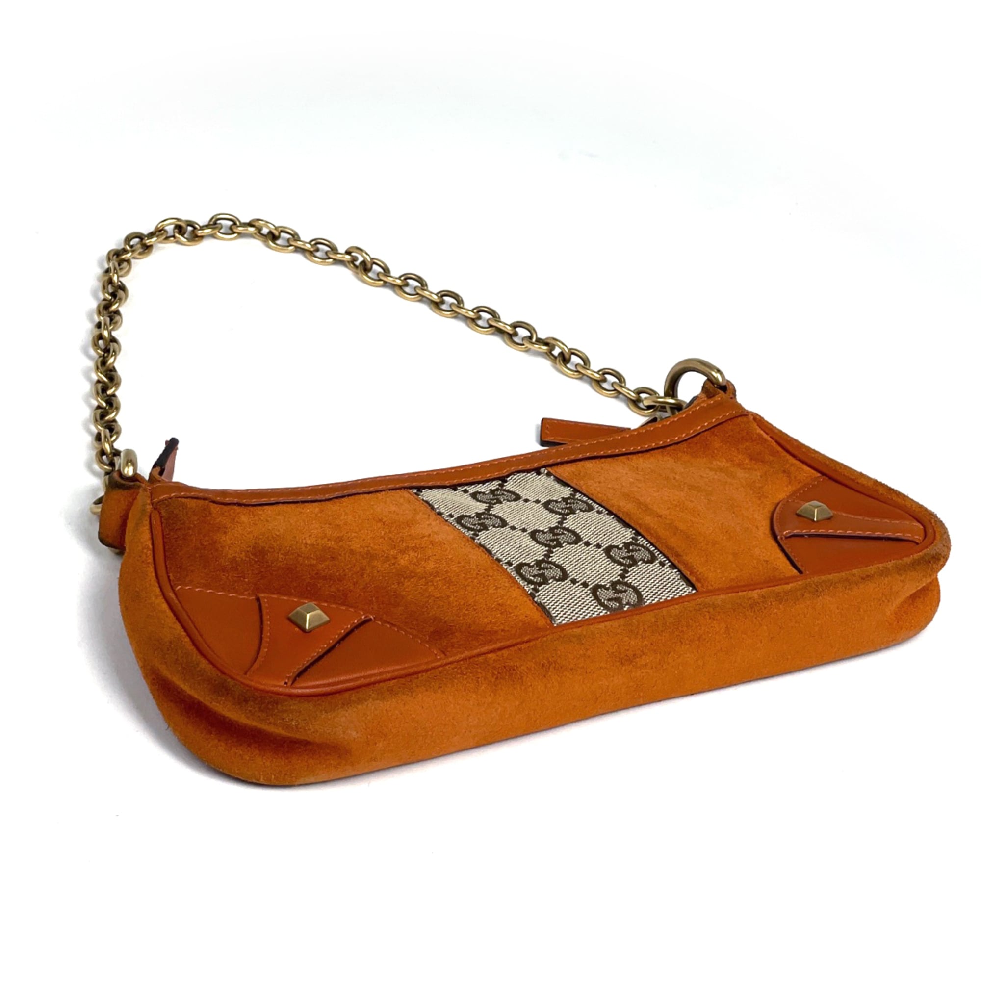 Gucci Gg Canvas Gg Canvas Suede Handbag (Pre-Owned)