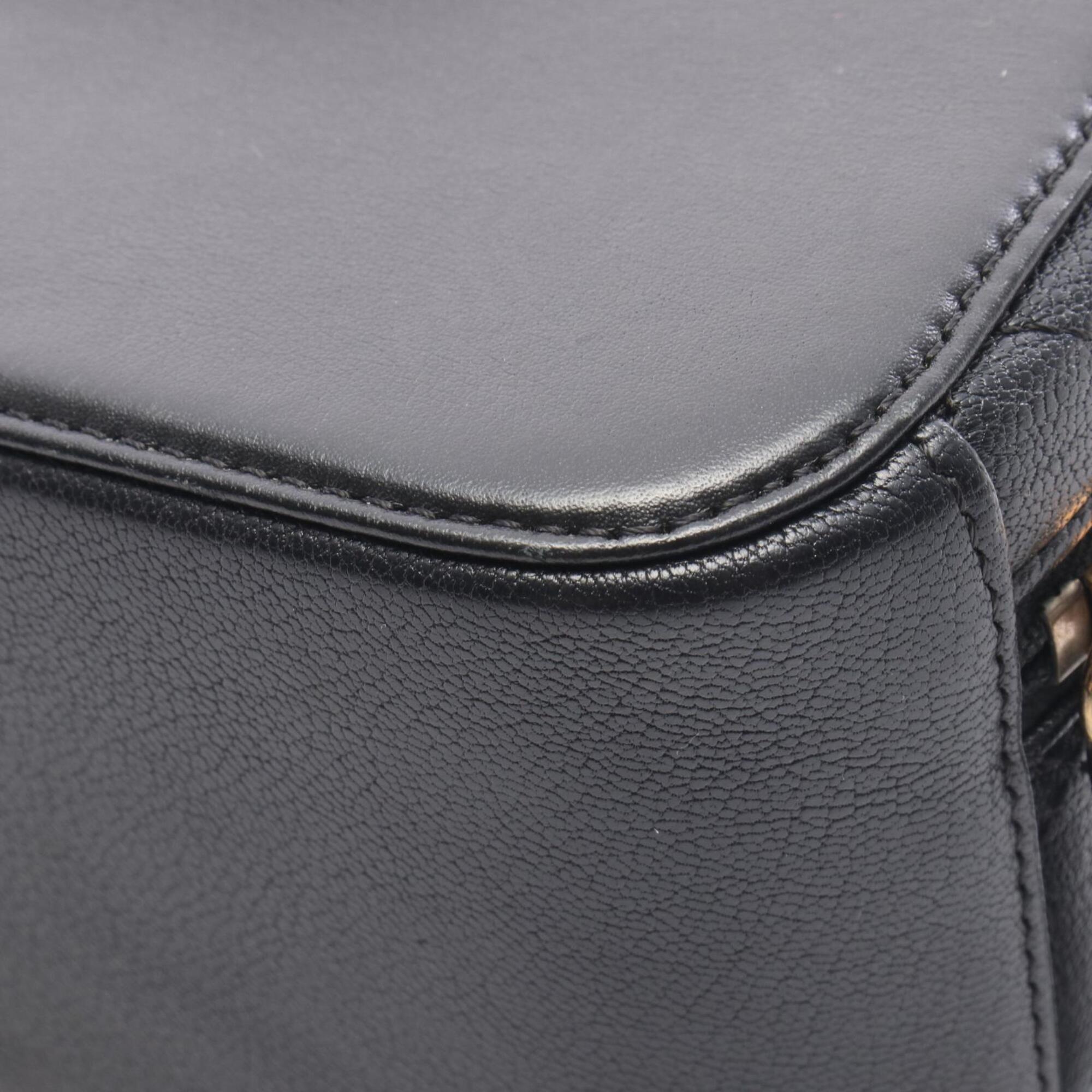 Chanel Black Leather Handbag Shoulder Bag (Pre-Owned)