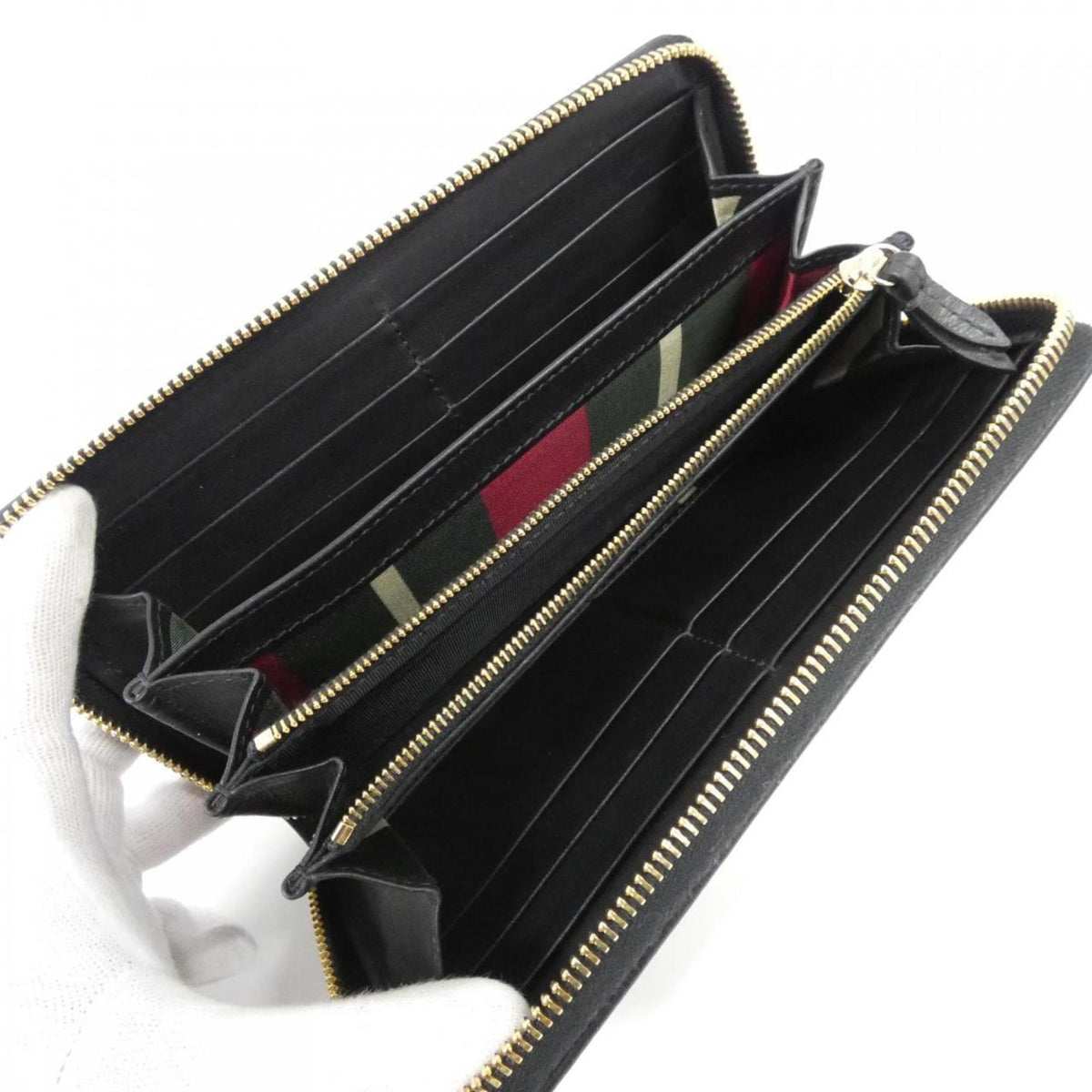 Gucci Beige Black Gg Canvas Long Wallet (Bi-Fold) (Pre-Owned)