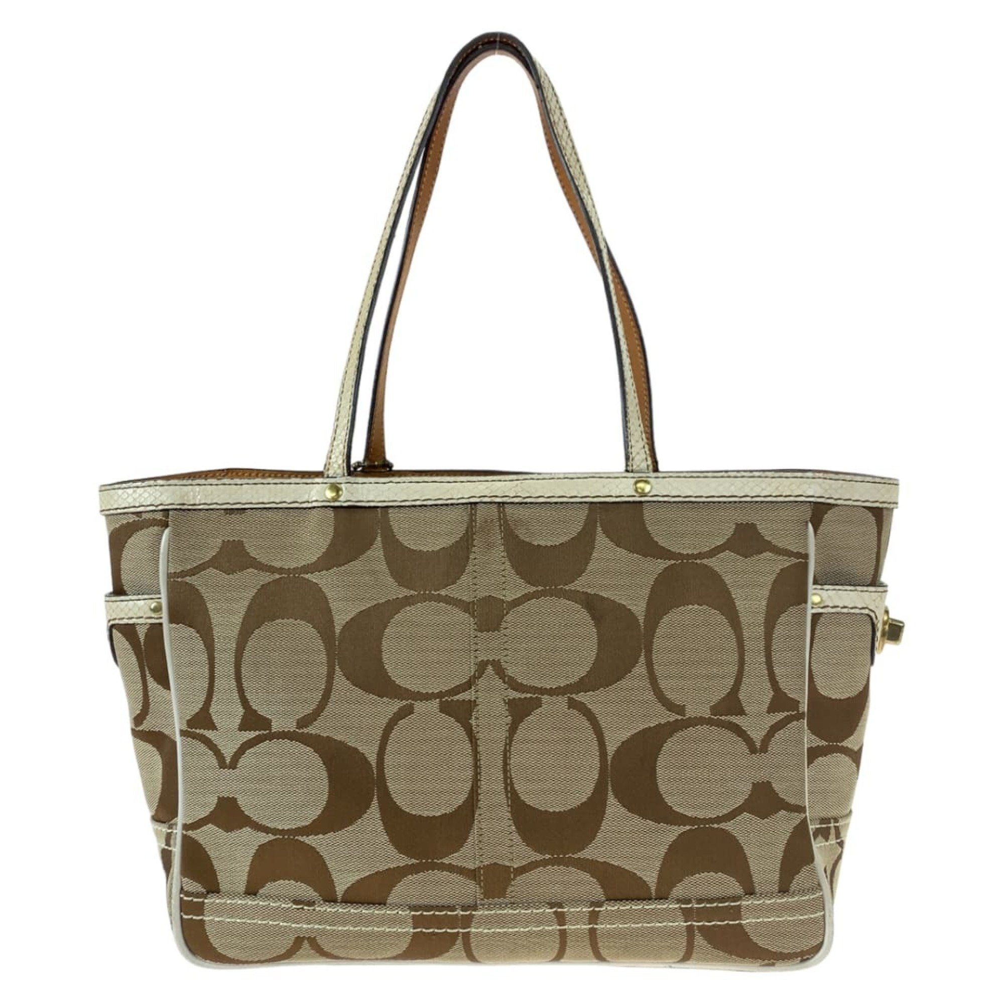 Coach Beige Canvas Handbag Tote Bag (Pre-Owned)