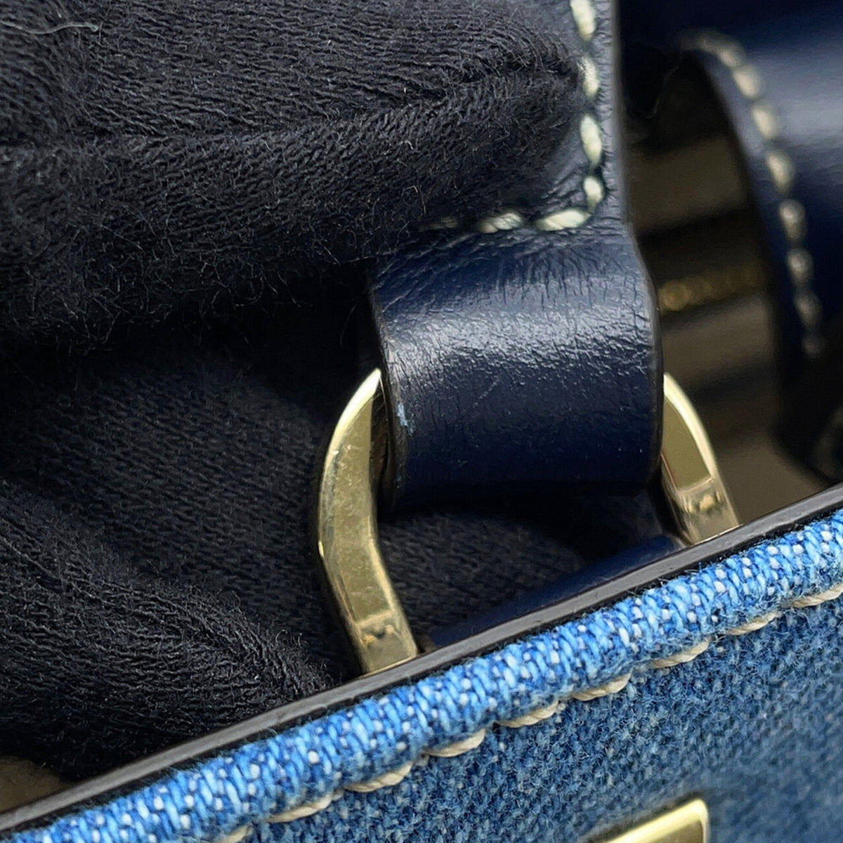 Jimmy Choo Blue Navy White Denim Leather Handbag Tote Bag (Pre-Owned)