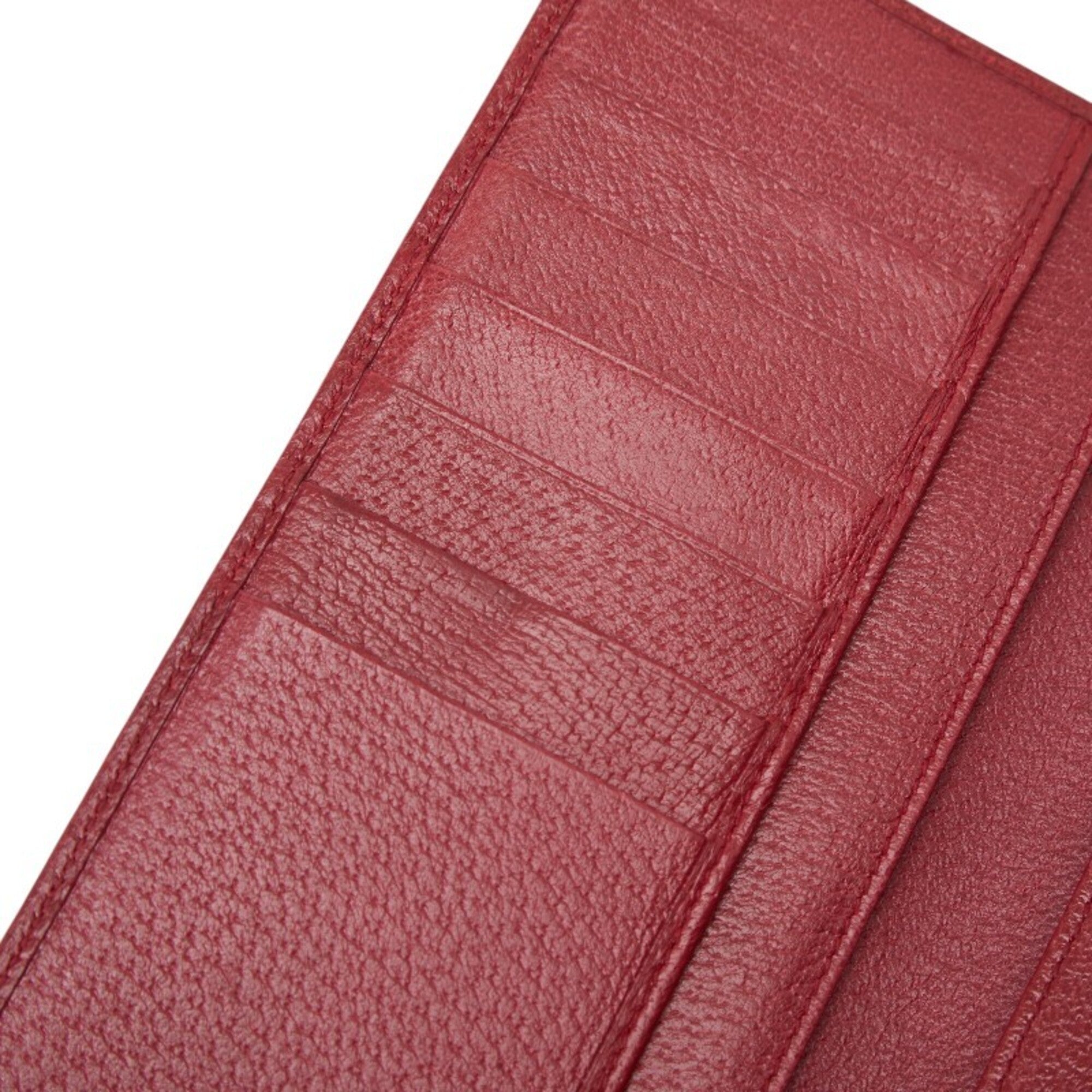 Gucci Pink Red Color Canvas Leather Long Wallet (Bi-Fold) (Pre-Owned)