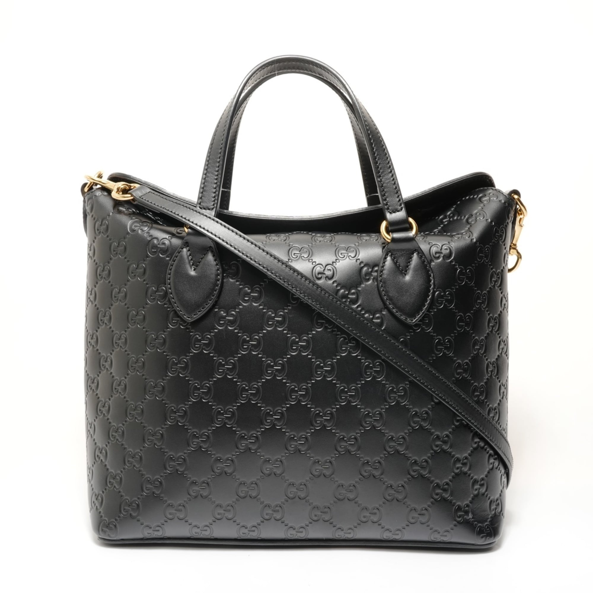 Gucci Black Gg Leather Shoulder Bag (Pre-Owned)
