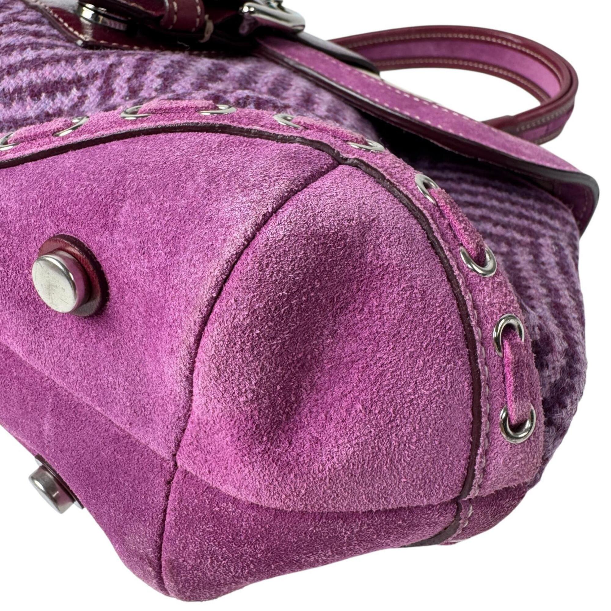 Coach Purple Suede Wool Jacquard Patent Leather Handbag (Pre-Owned)