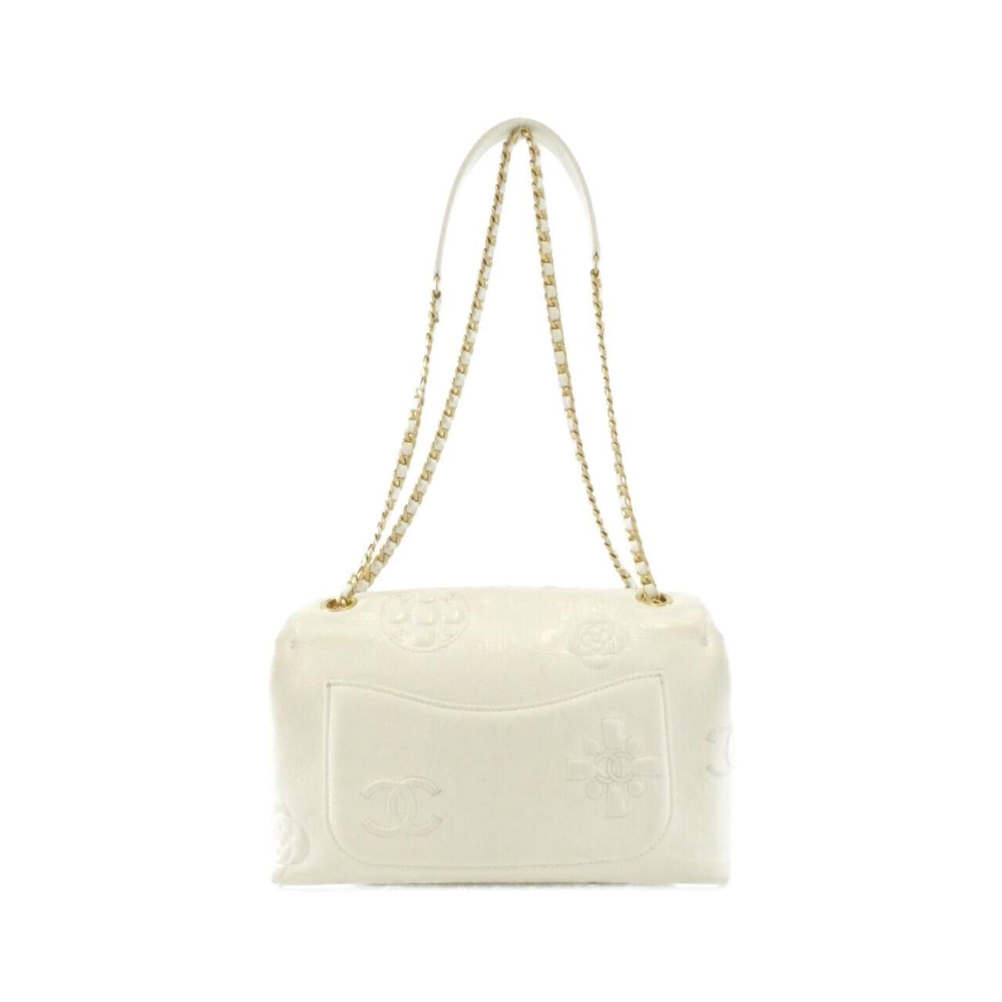 Chanel White Leather Shoulder Bag (Pre-Owned)