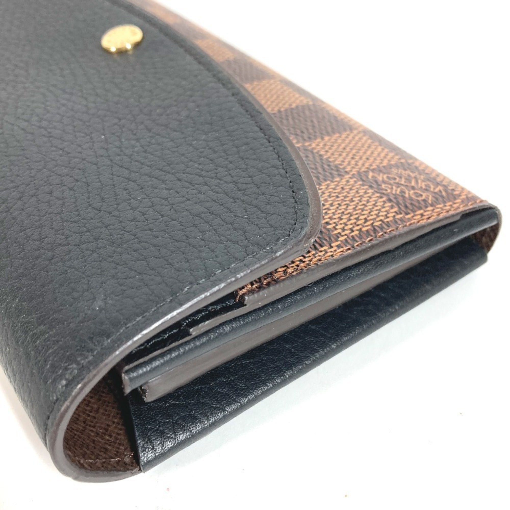 Louis Vuitton Black Brown Damier Canvas Long Wallet (Bi-Fold) (Pre-Owned)