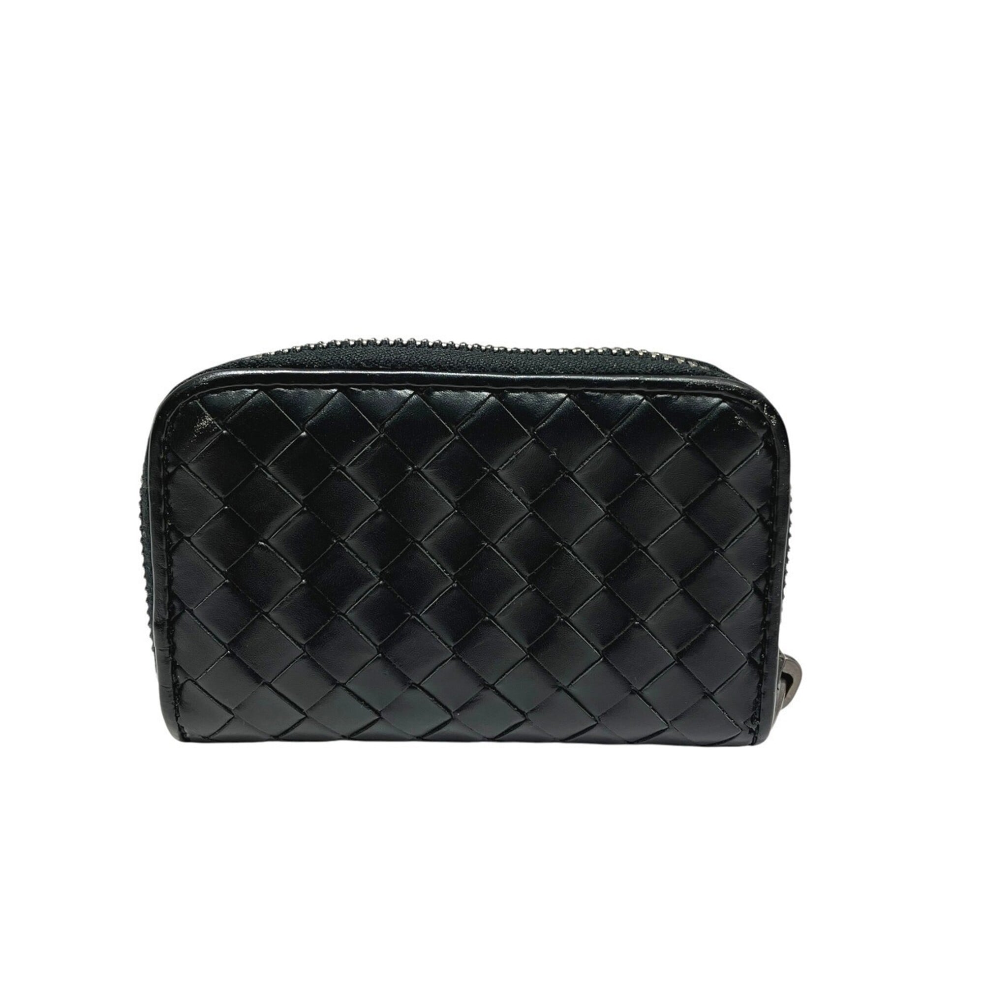 Bottega Veneta Black Leather Coin Purse/Coin Case (Pre-Owned)