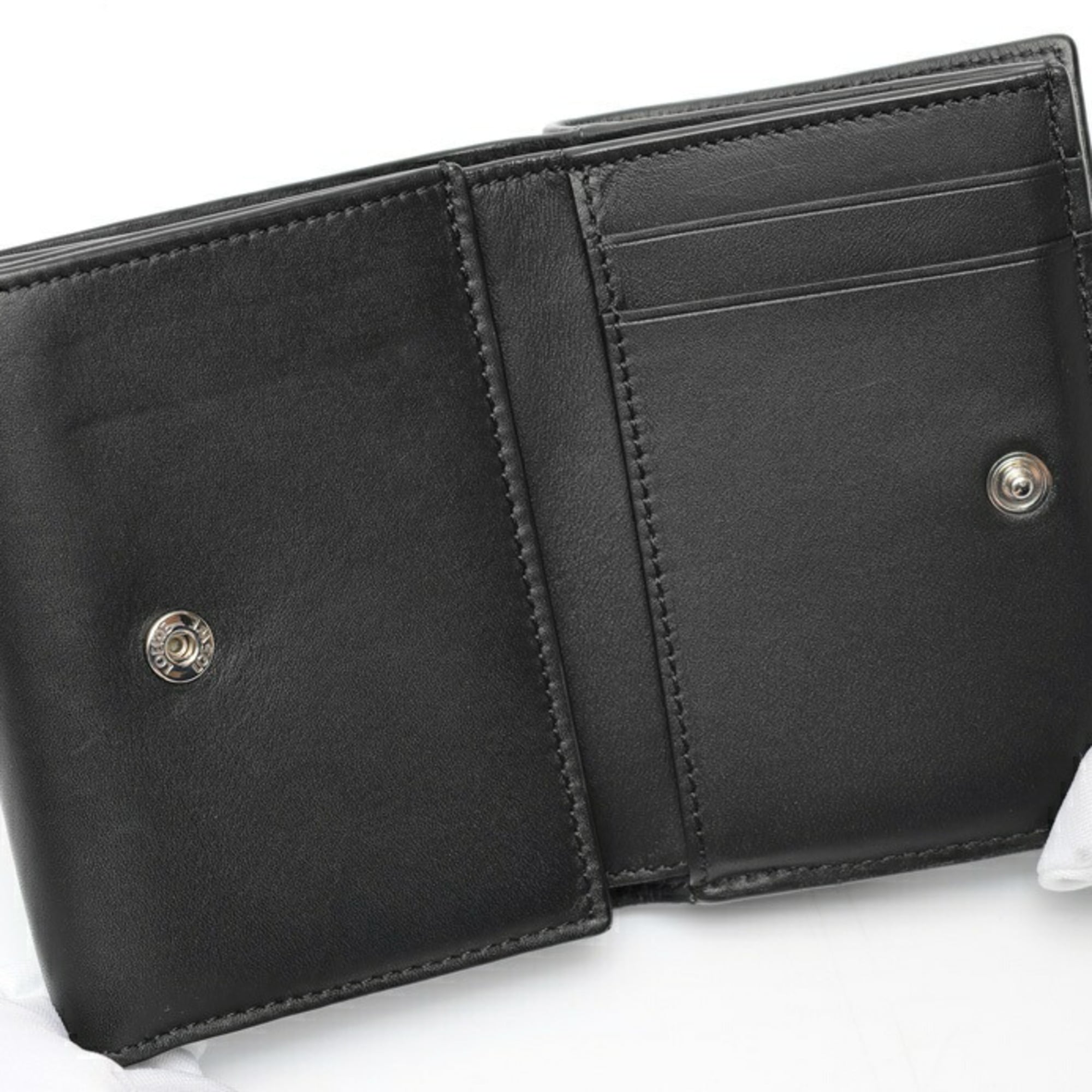 Loewe Black Satin Leather Wallet (Tri-Fold) (Pre-Owned)