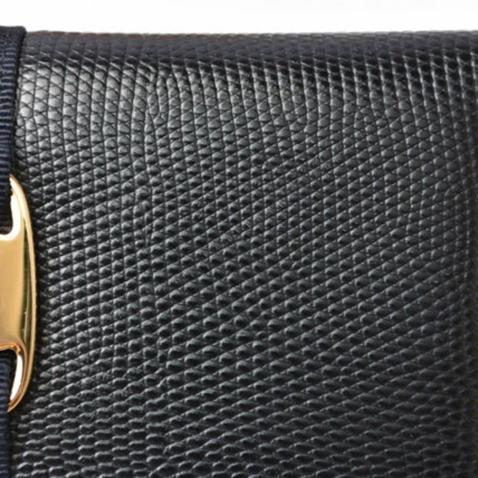 Salvatore Ferragamo Dark Navy Leather Long Wallet (Bi-Fold) (Pre-Owned)