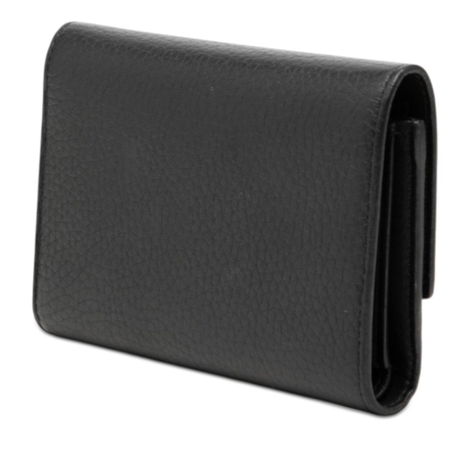 Louis Vuitton Black Leather Wallet (Tri-Fold) (Pre-Owned)