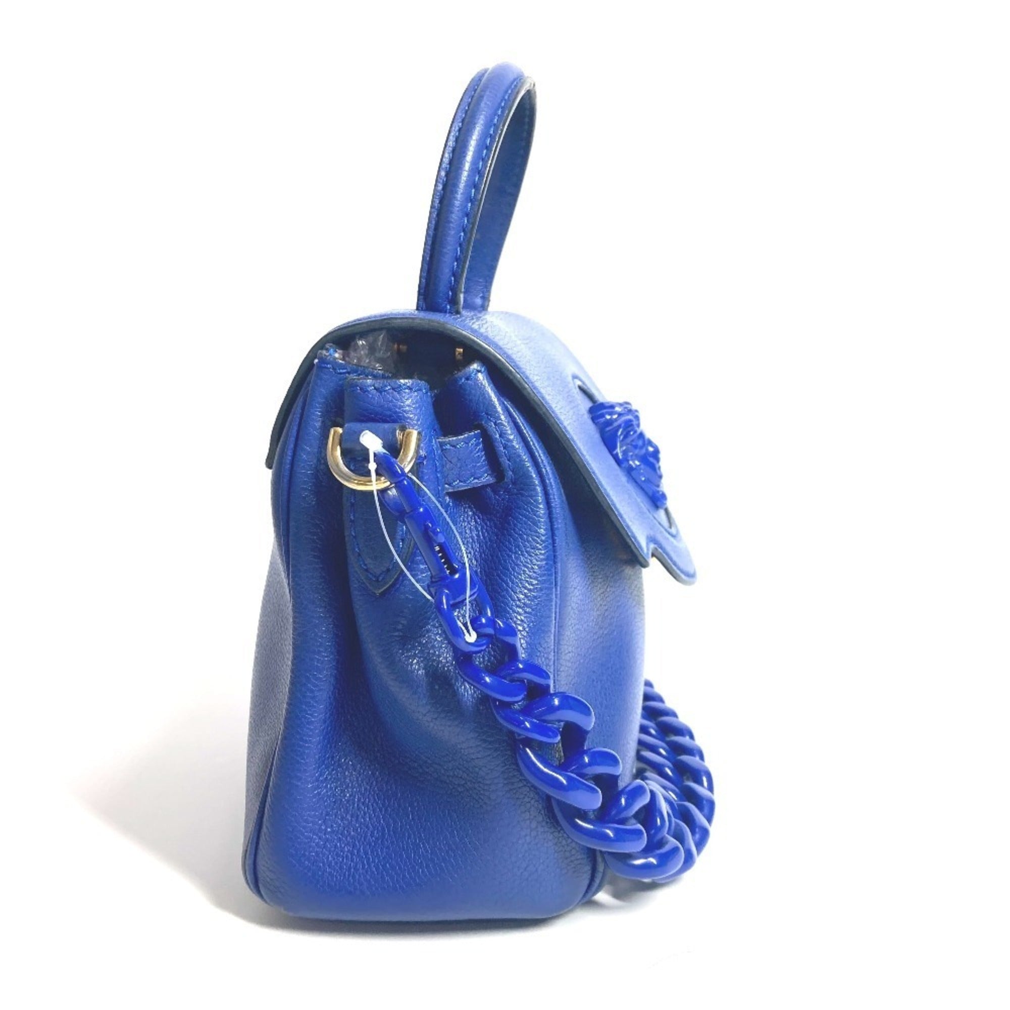 Versace Blue Leather Handbag Shoulder Bag (Pre-Owned)