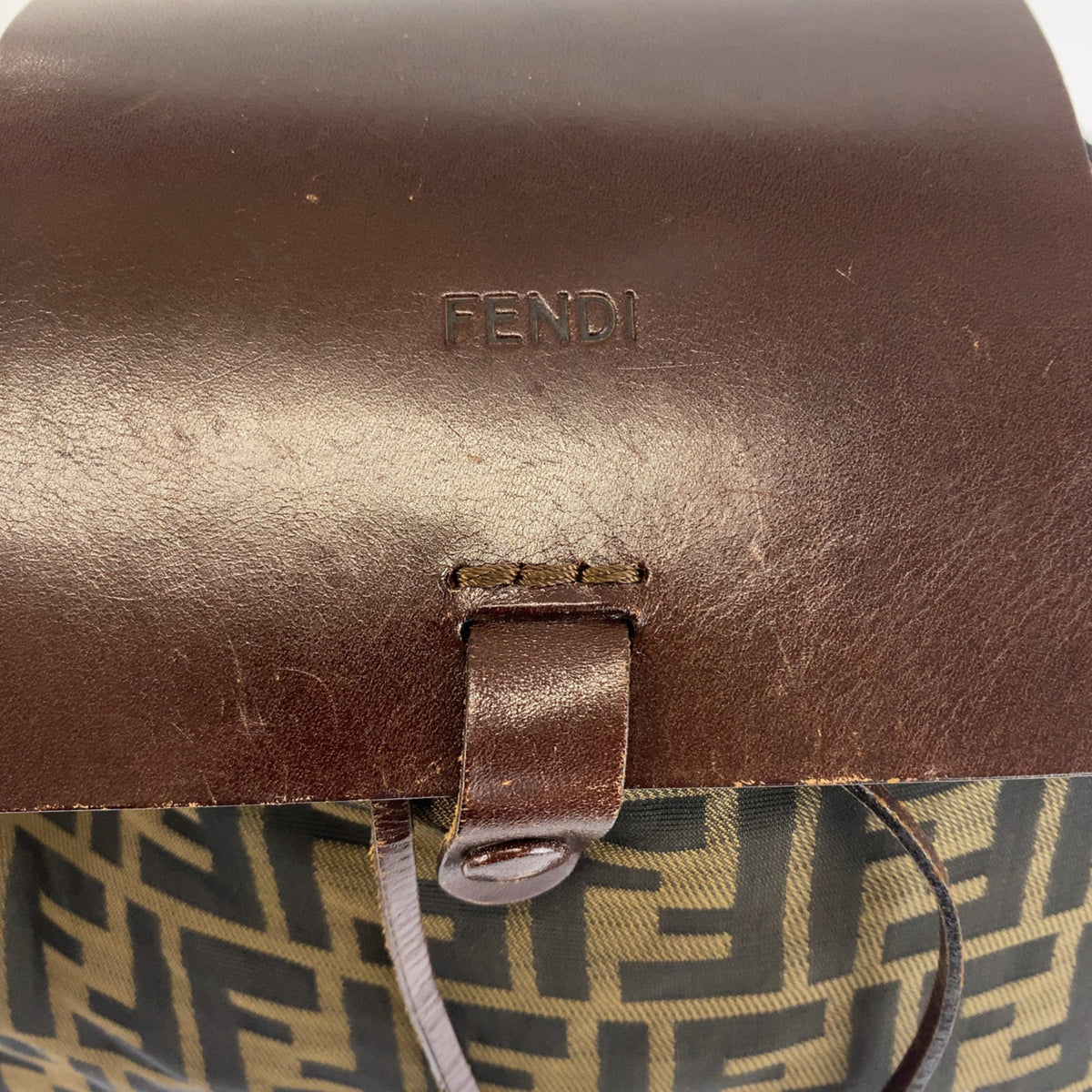 Fendi Black Brown Nylon Leather Backpack (Pre-Owned)