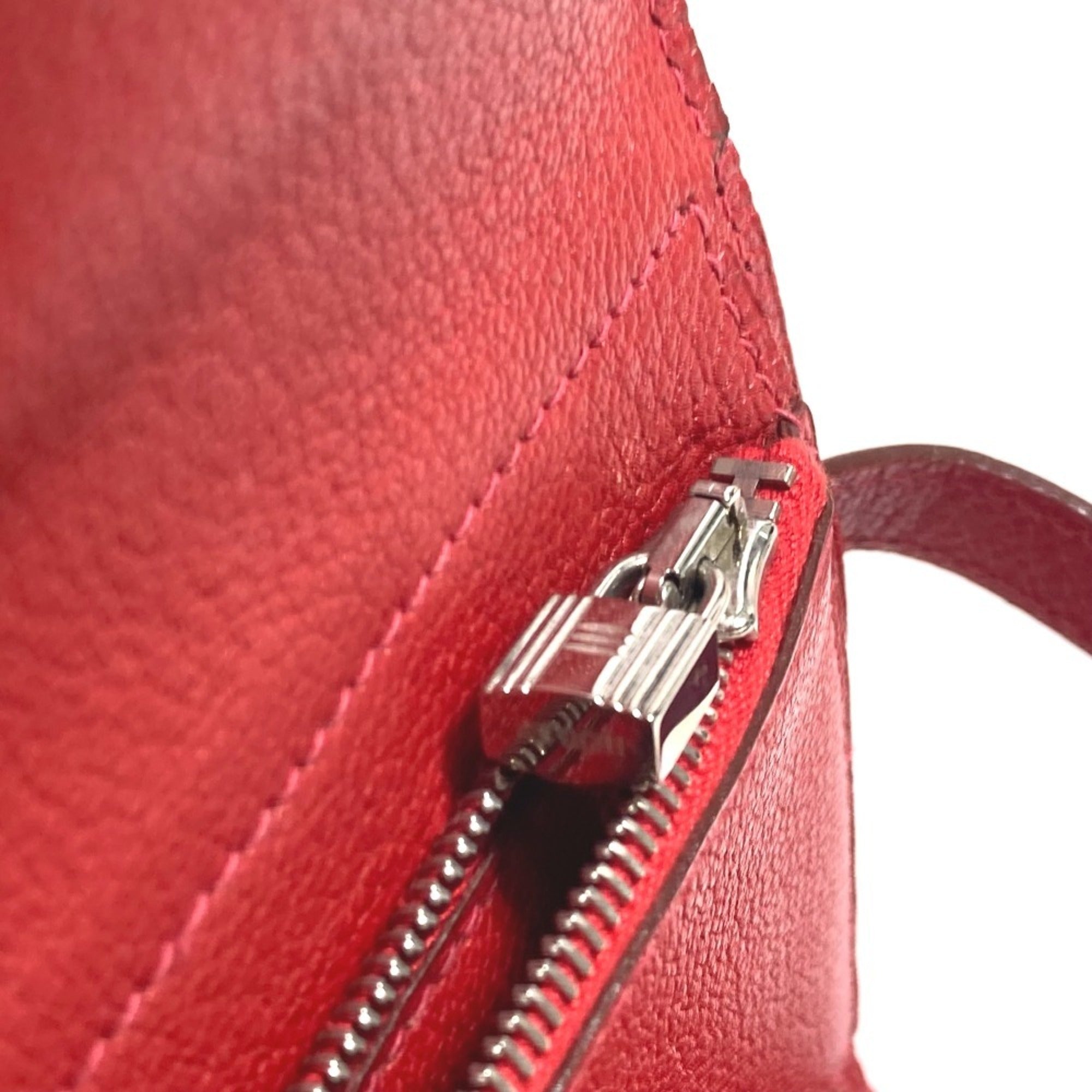 Hermes Red Color Chevre Leather Wallet (Tri-Fold) (Pre-Owned)