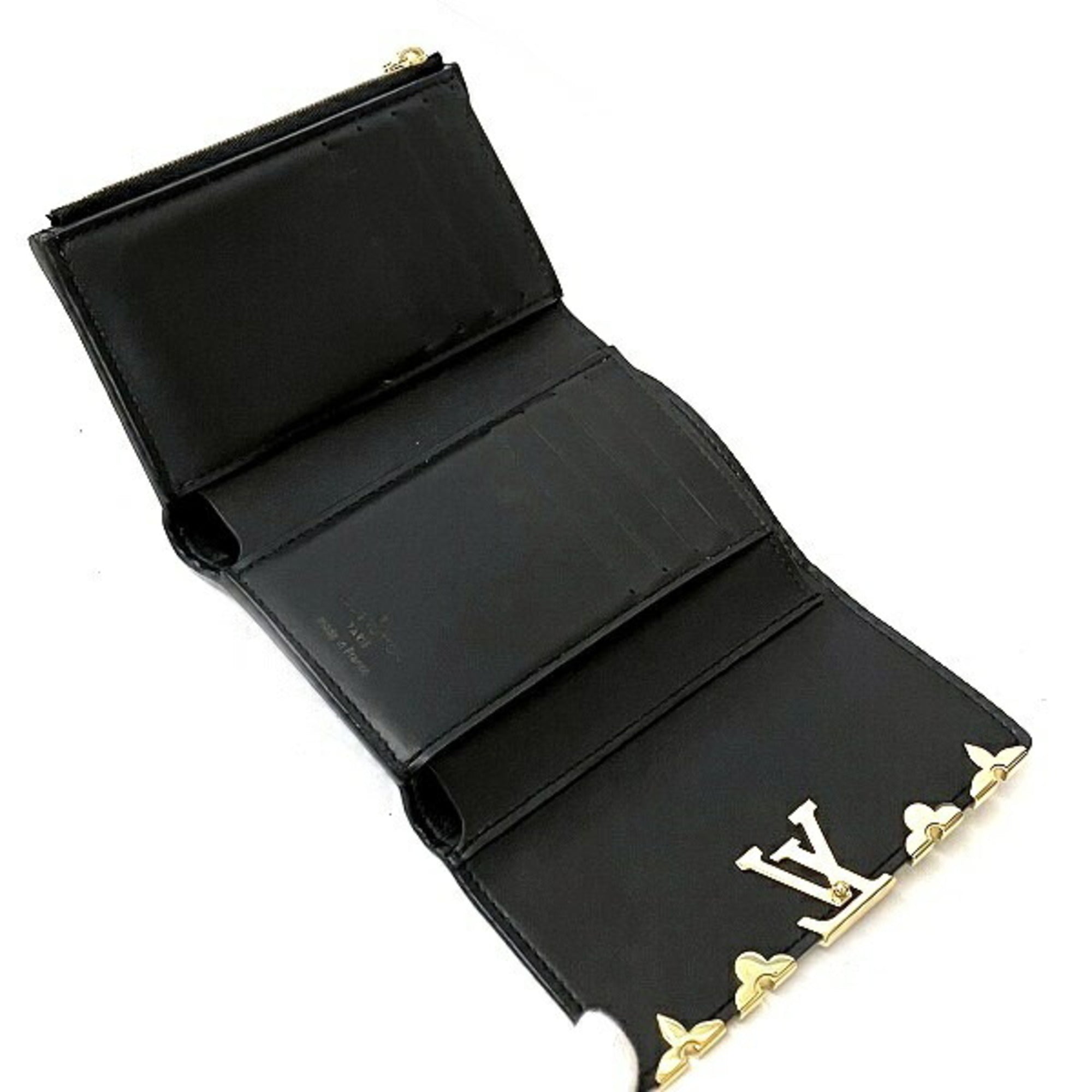 Louis Vuitton Noir Leather Wallet (Tri-Fold) (Pre-Owned)