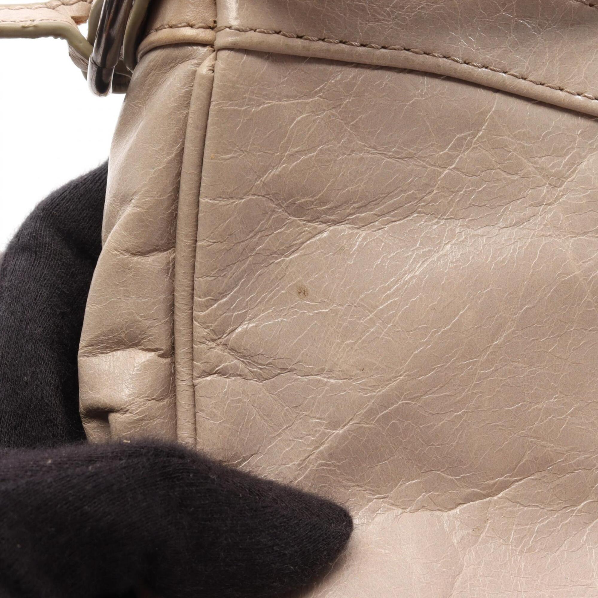 Balenciaga Beige Leather Handbag Shoulder Bag (Pre-Owned)
