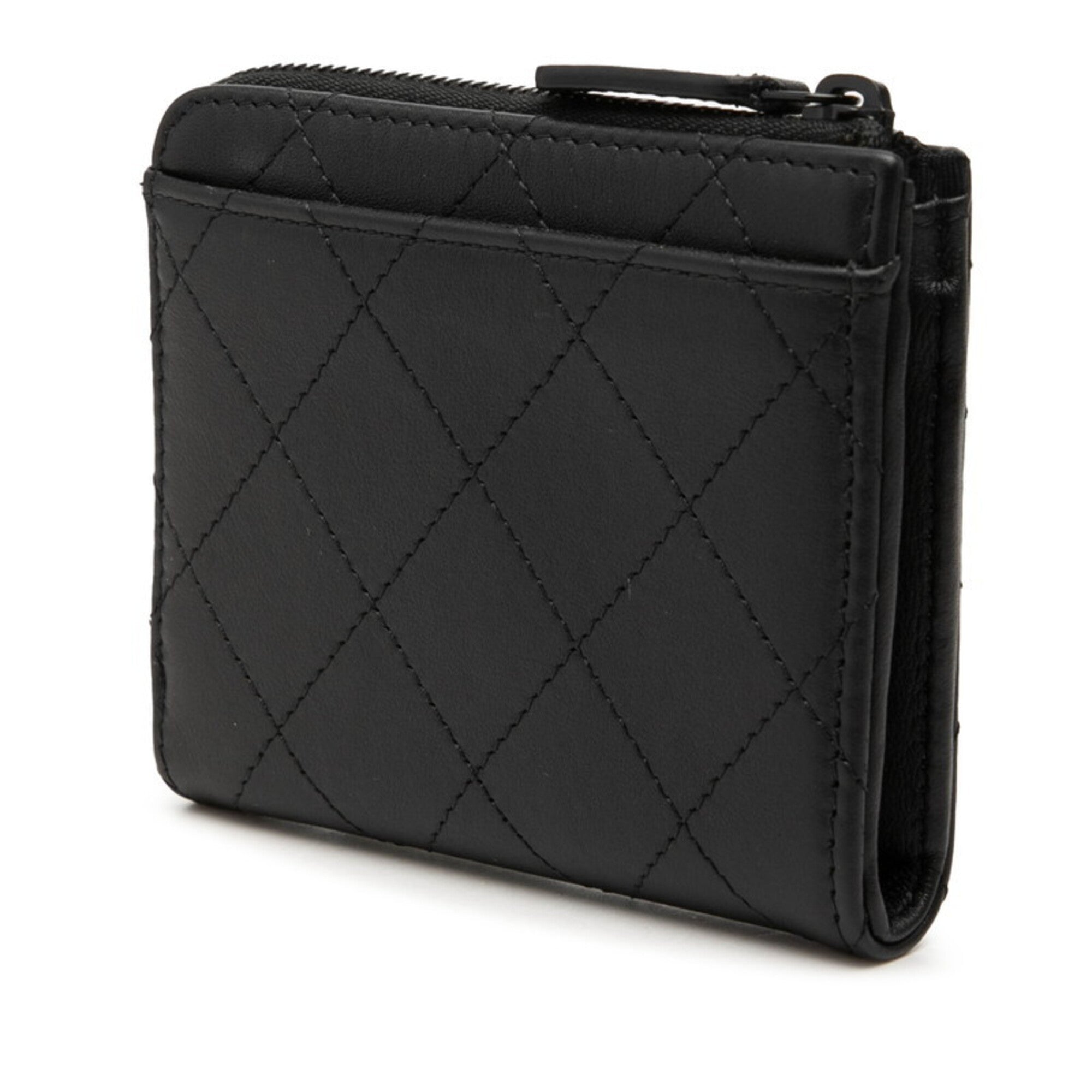 Chanel Black Leather Coin Purse/Coin Case (Pre-Owned)