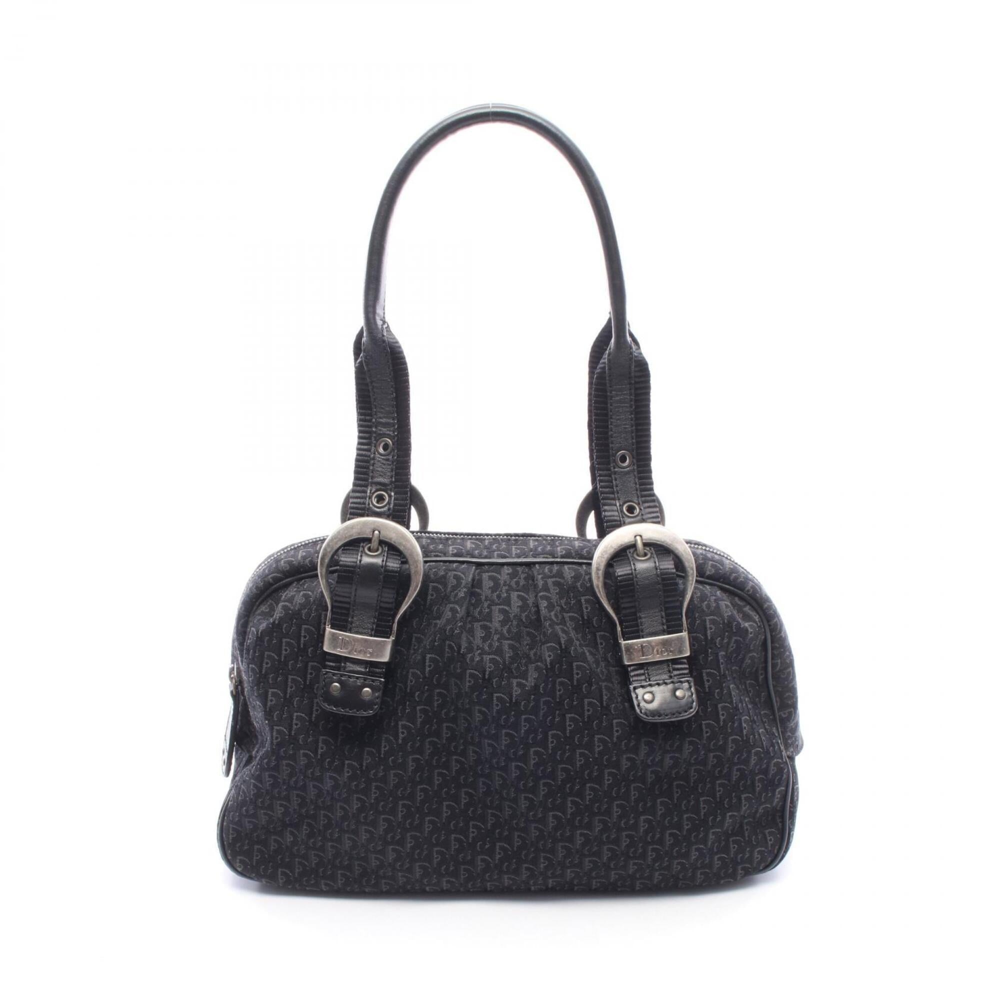 Christian Dior Black Canvas Leather Handbag Tote Bag (Pre-Owned)