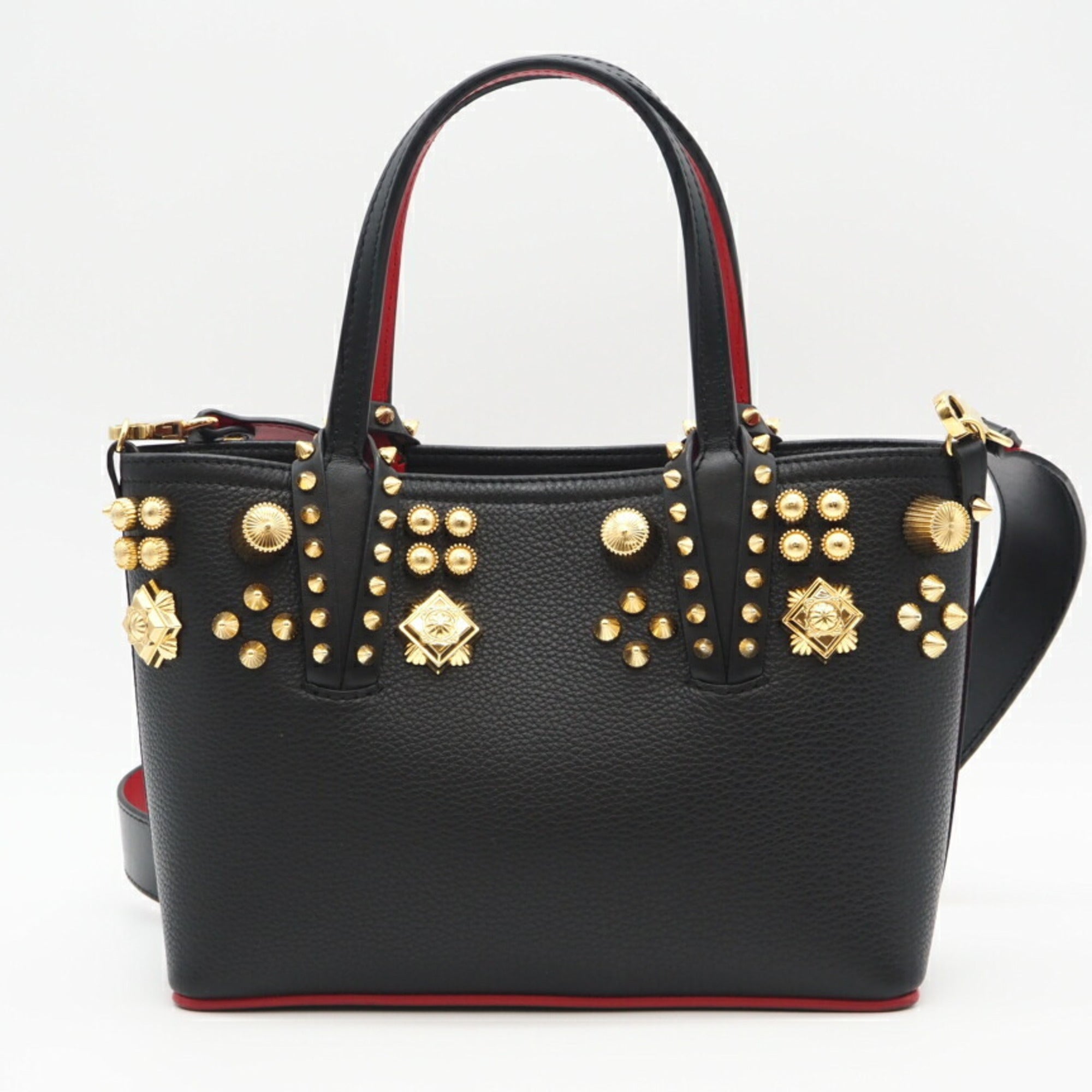 Christian Louboutin Black Red Color Leather Shoulder Bag (Pre-Owned)