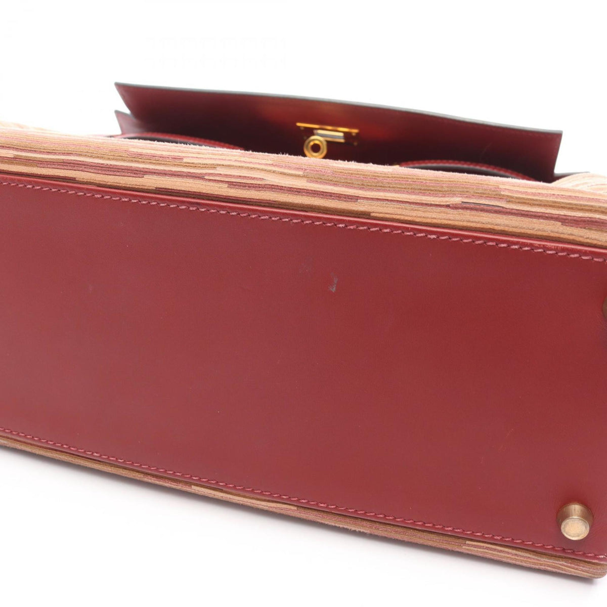 Hermes Bordeaux Vibrato Leather Leather Handbag (Pre-Owned)