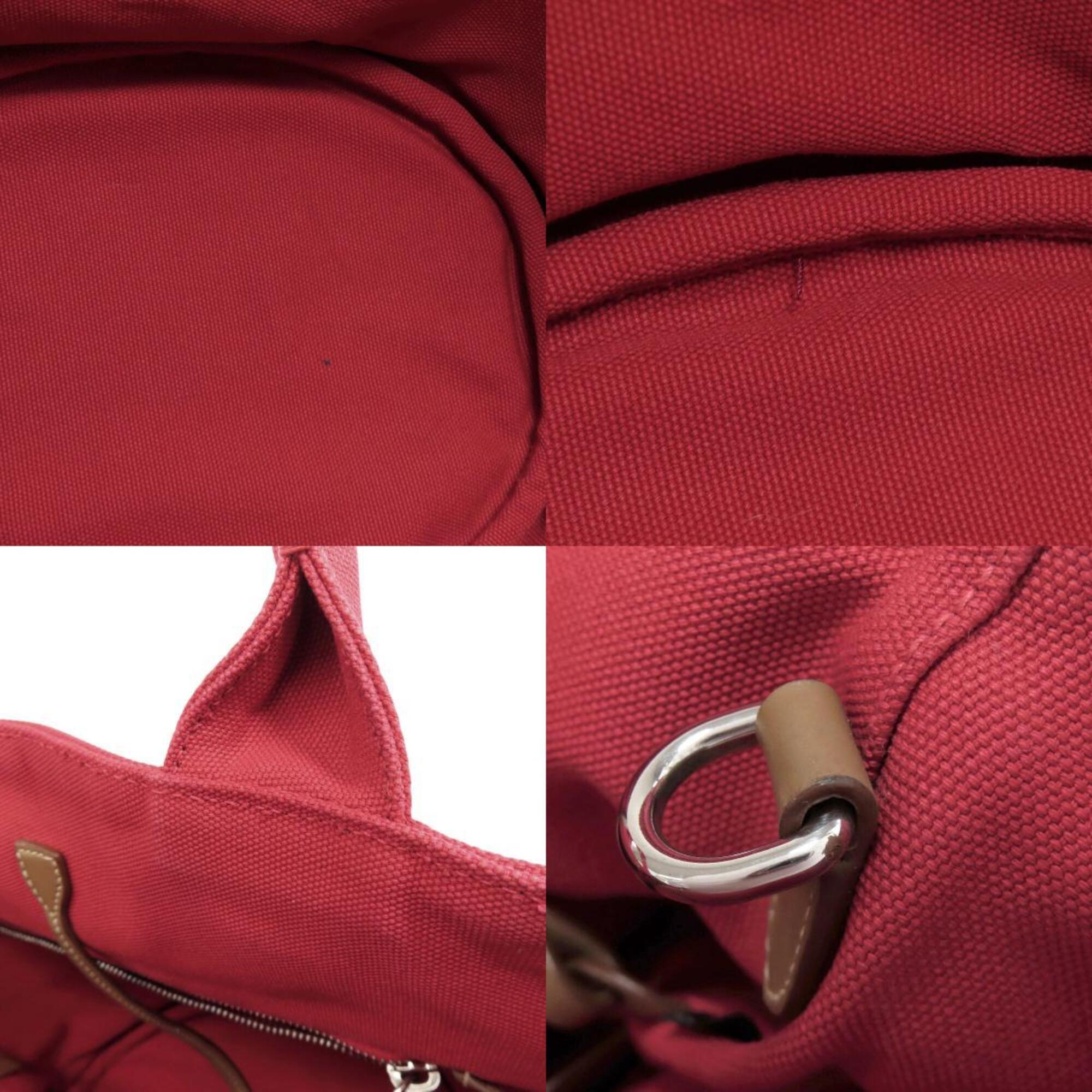 Prada Canapa Red Color Canvas Tote Bag (Pre-Owned)
