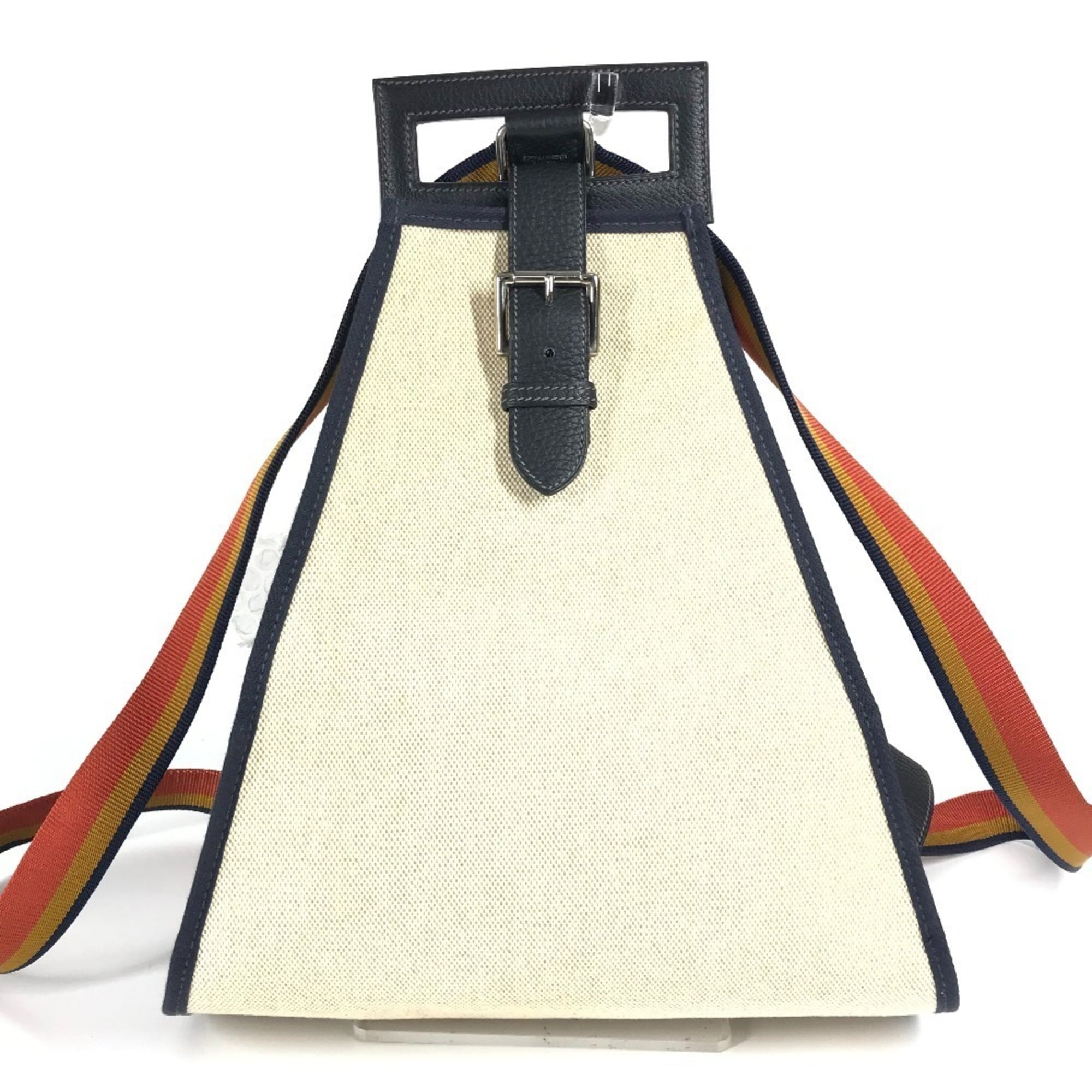 Hermes Beige Orange Toile H Backpack Handbag (Pre-Owned)