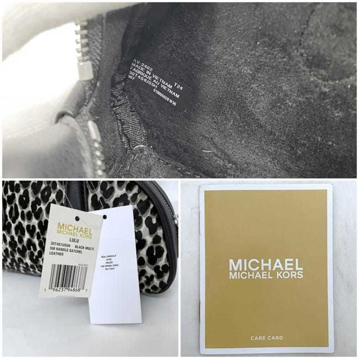 Michael Kors Black Gray White Leather Leather Handbag (Pre-Owned)