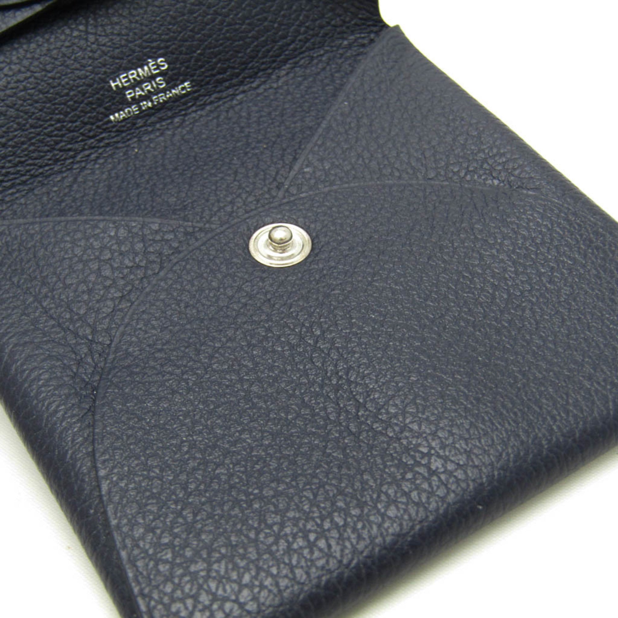 Hermes Bastia Navy Leather Coin Purse/Coin Case (Pre-Owned)