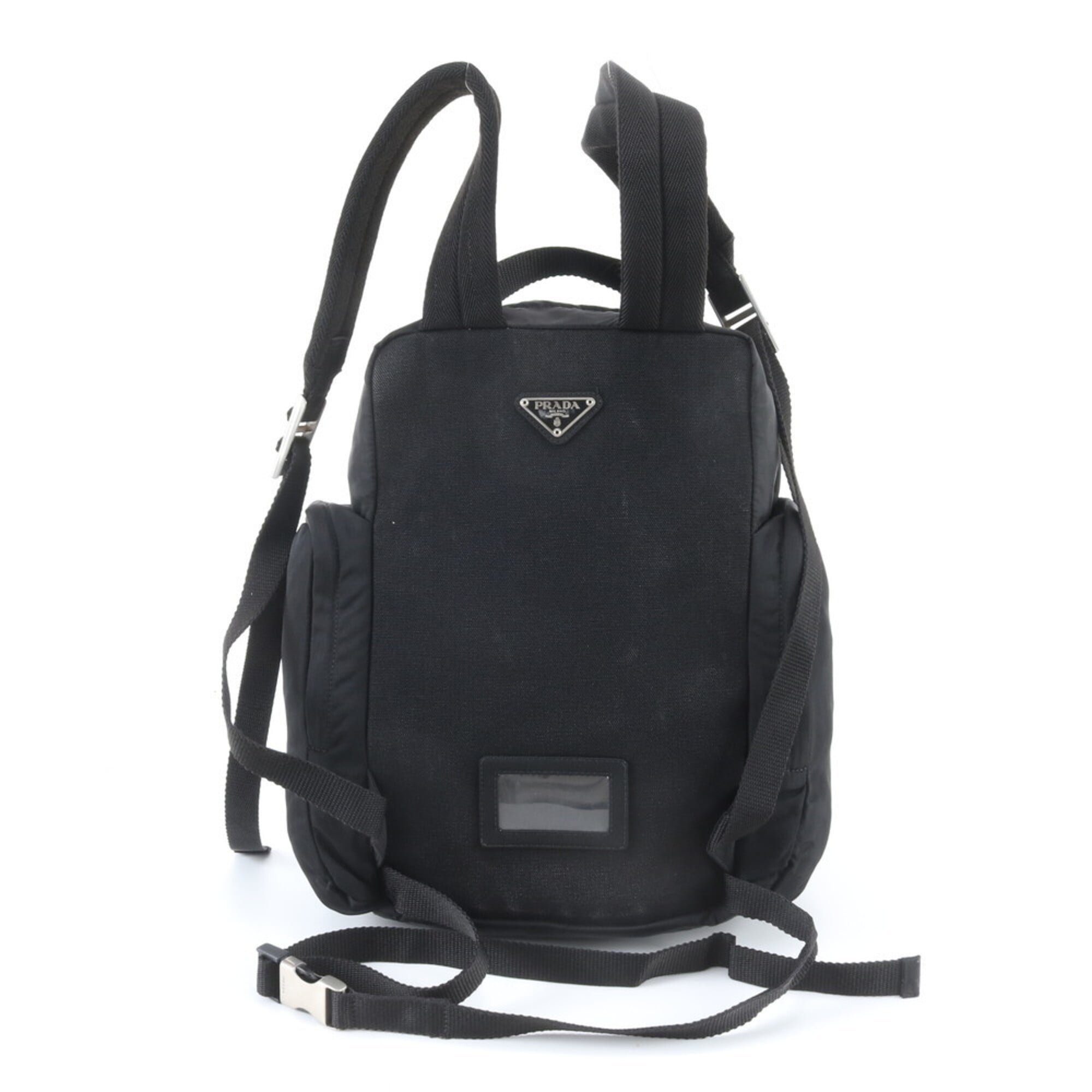 Prada Black White Nylon Backpack Handbag (Pre-Owned)