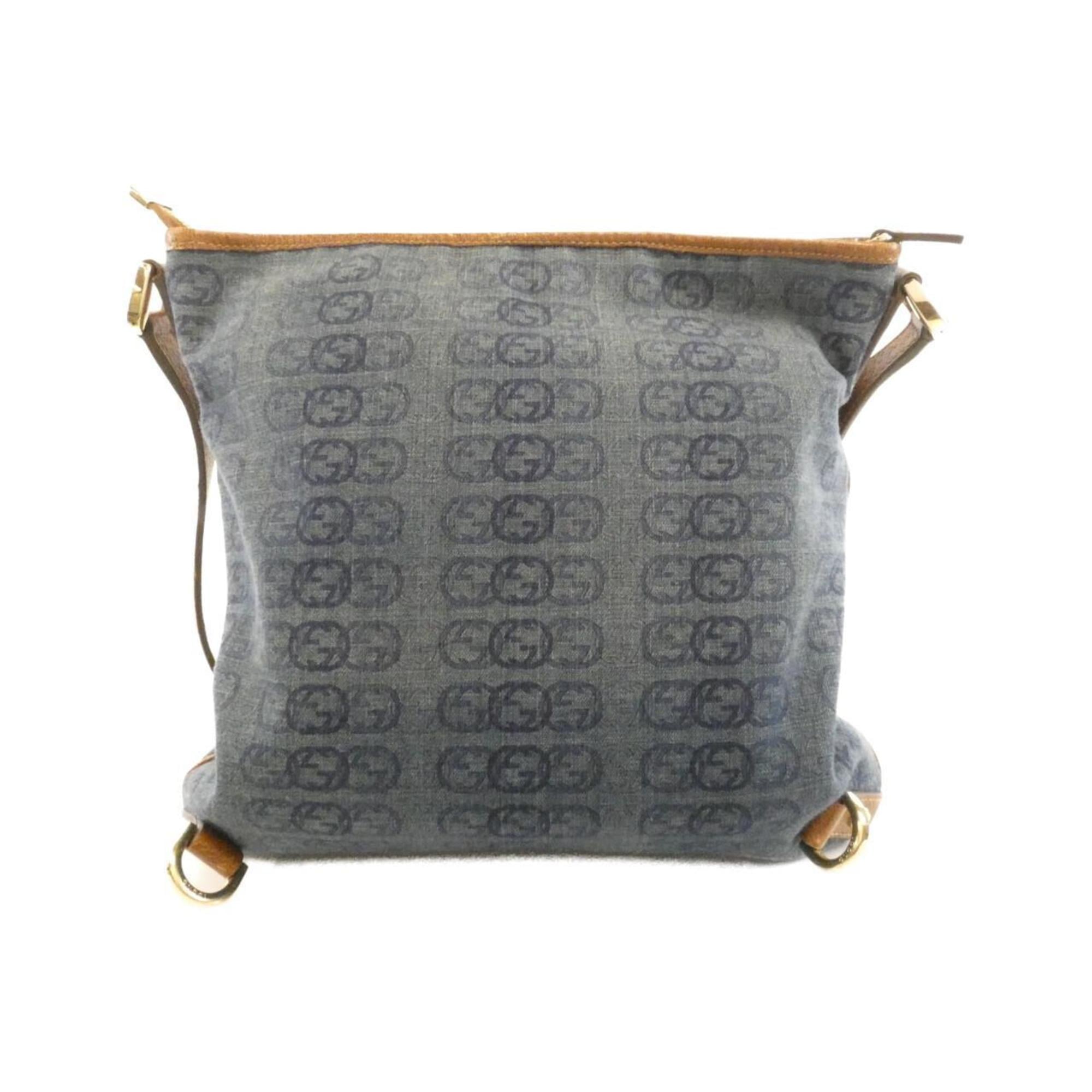Gucci Dark Blue Canvas Shoulder Bag (Pre-Owned)