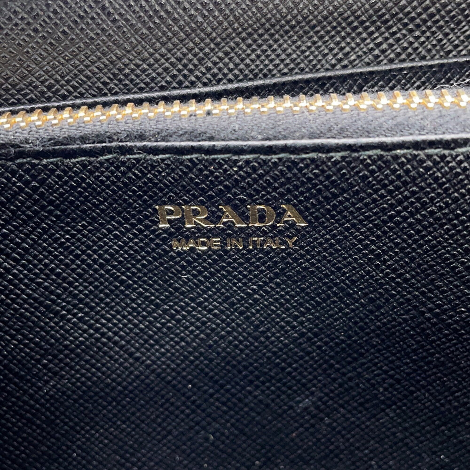 Prada Black Saffiano Triangle Long Wallet (Bi-Fold) (Pre-Owned)