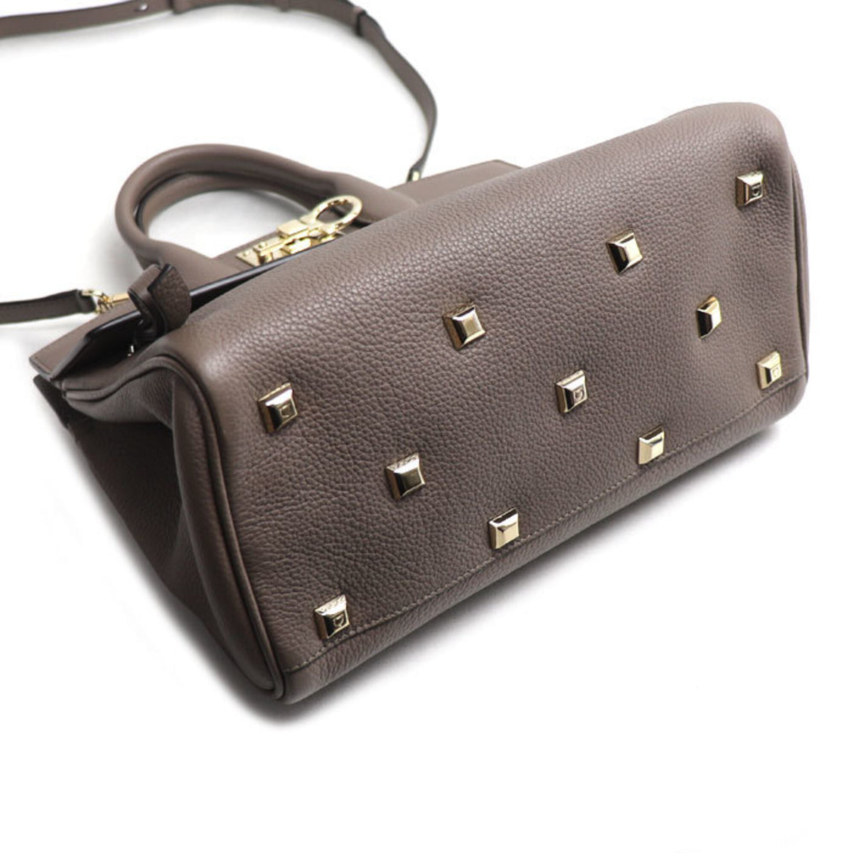 Salvatore Ferragamo Grayish Leather Pouch Shoulder Bag (Pre-Owned)