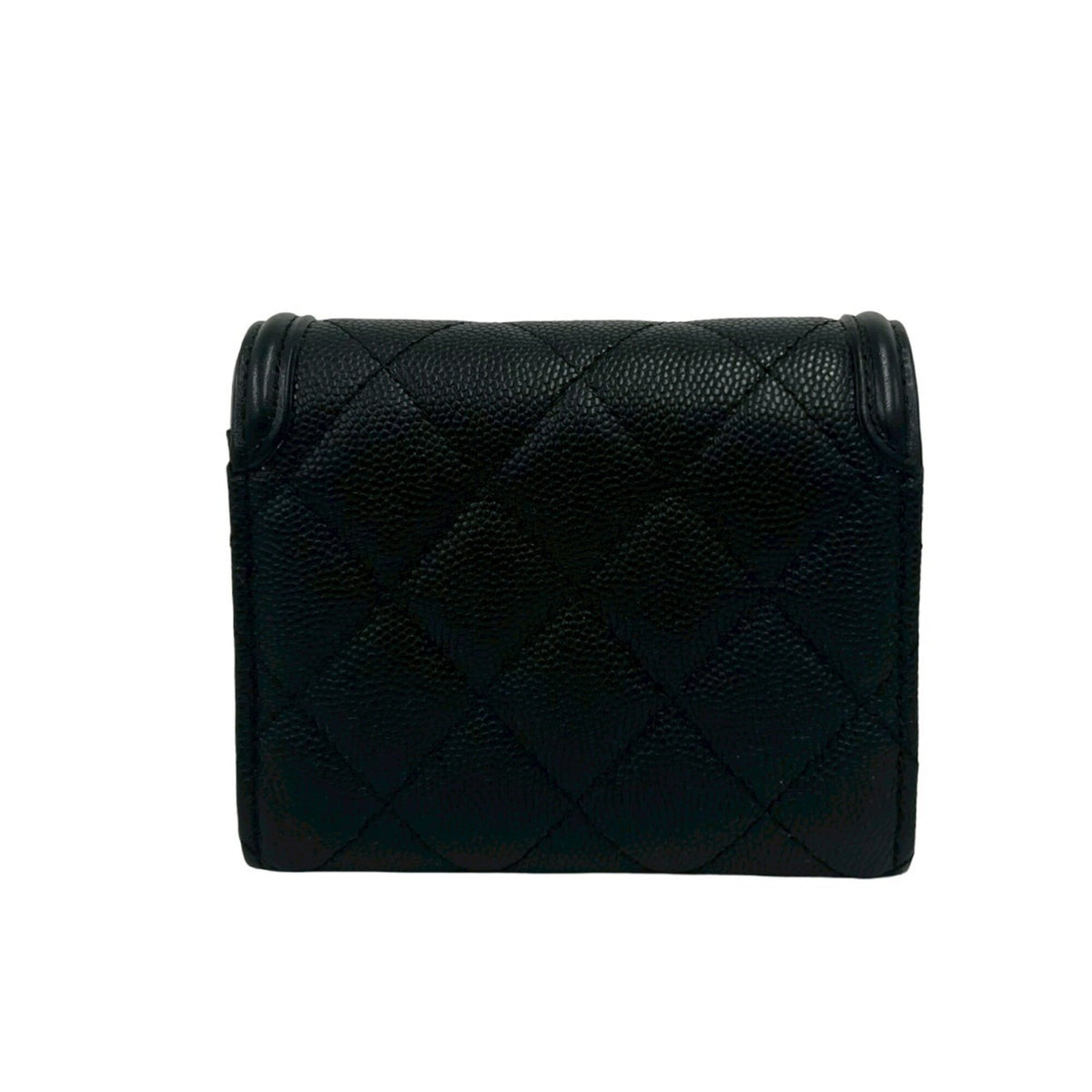 Chanel Black Grained Calfskin Wallet (Tri-Fold) (Pre-Owned)