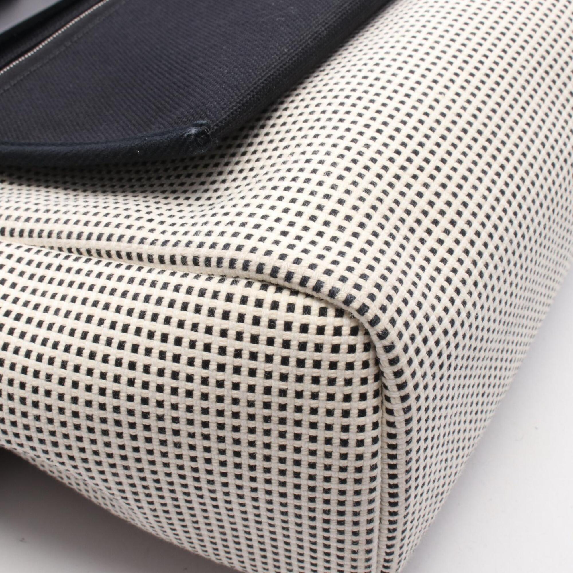 Hermes Black White Canvas Handbag (Pre-Owned)