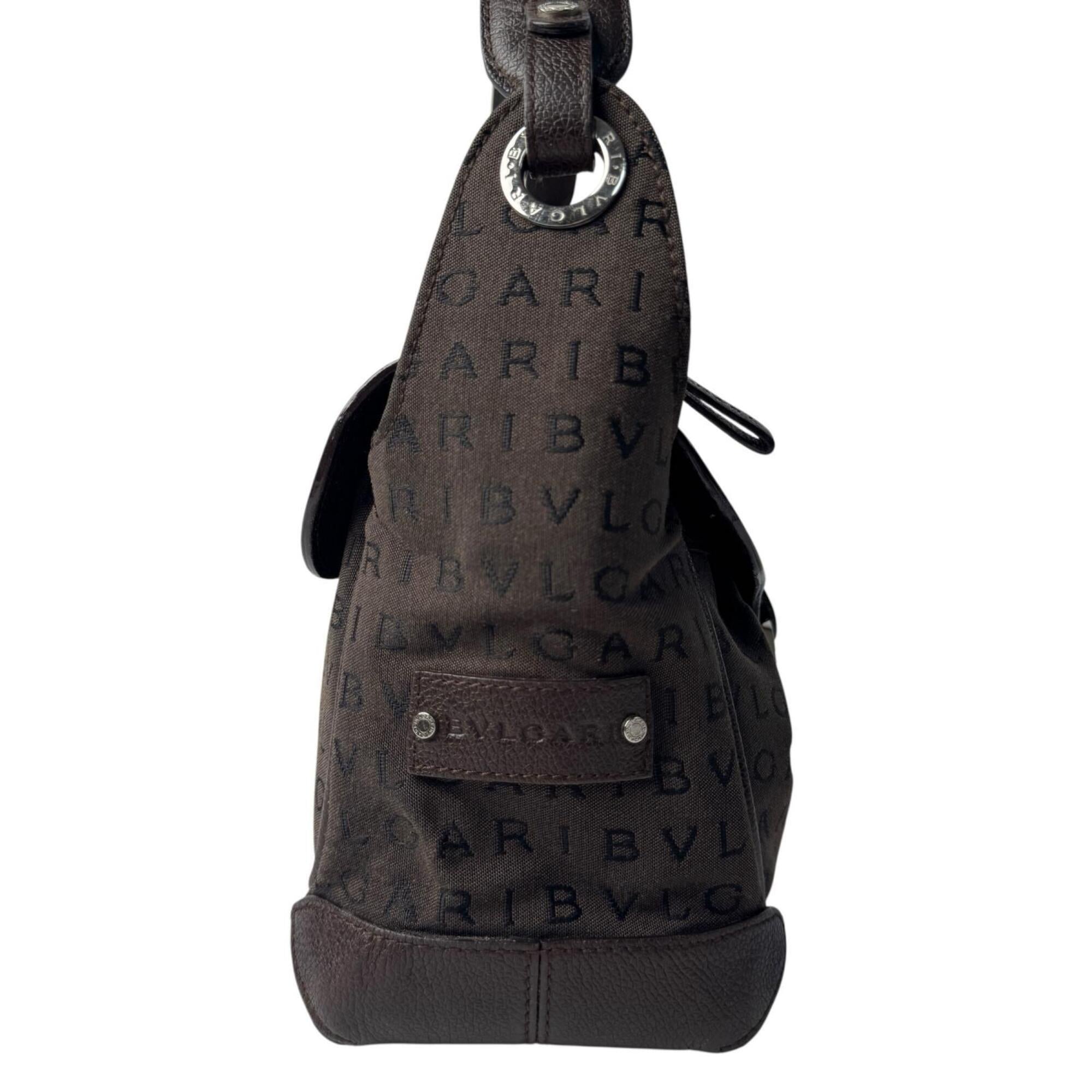 Bvlgari Brown Canvas Leather Shoulder Bag (Pre-Owned)